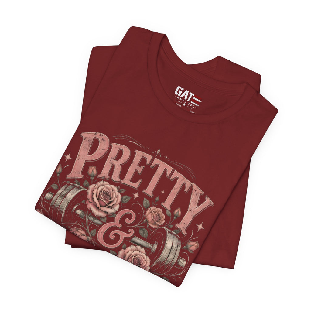 Pretty and Powerful Shirt, Women's Gym Shirt, Weightlifting Tee, Cute Fitness Shirt, Workout Gift for Strong Women