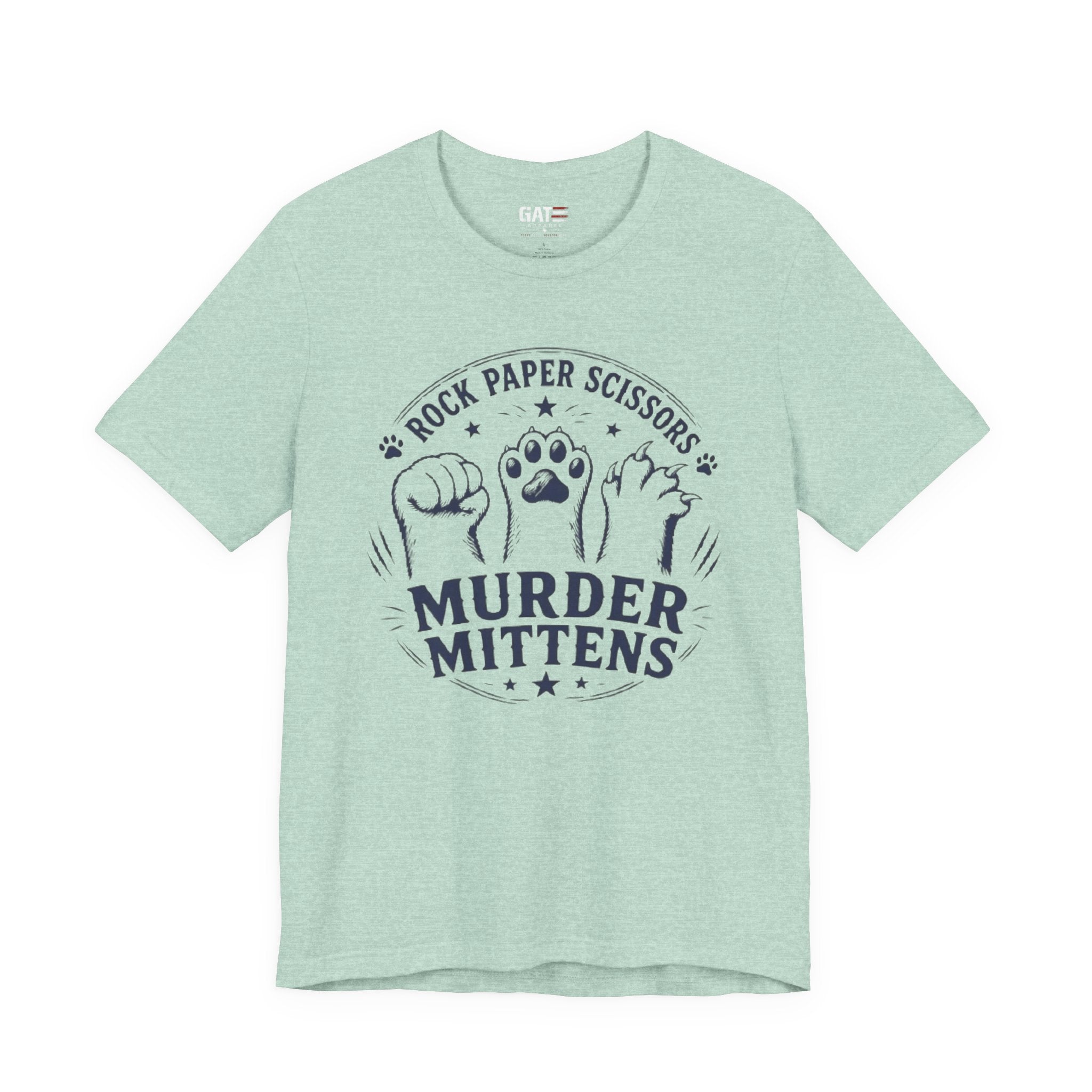 Rock Paper Scissors Murder Mittens Shirt, Funny Cat Lover Tee, Cat Paw Graphic T-Shirt, Cute Cat Mom Gift, Murder Mittens