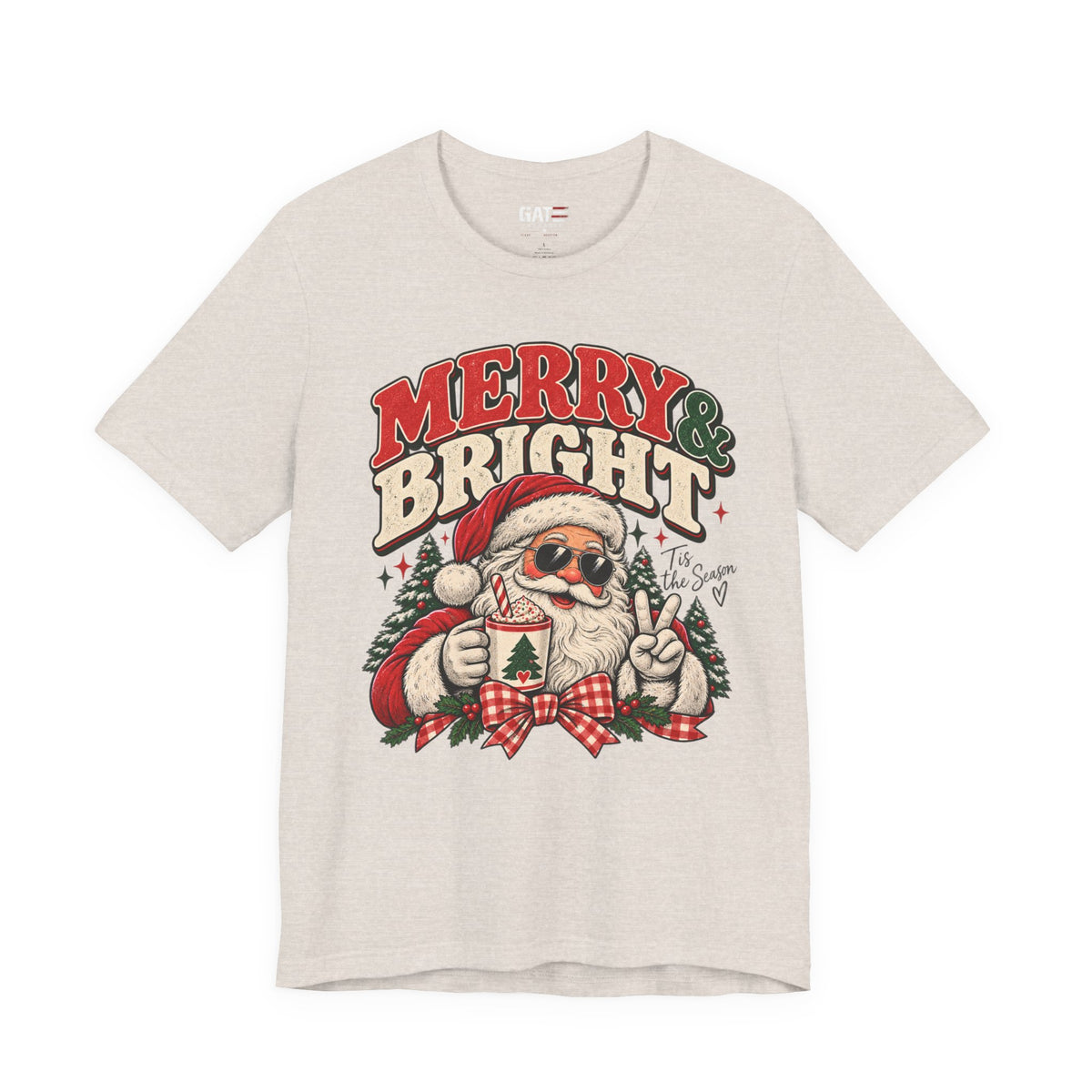 Merry & Bright Santa Shirt | Retro Christmas Graphic Tee
