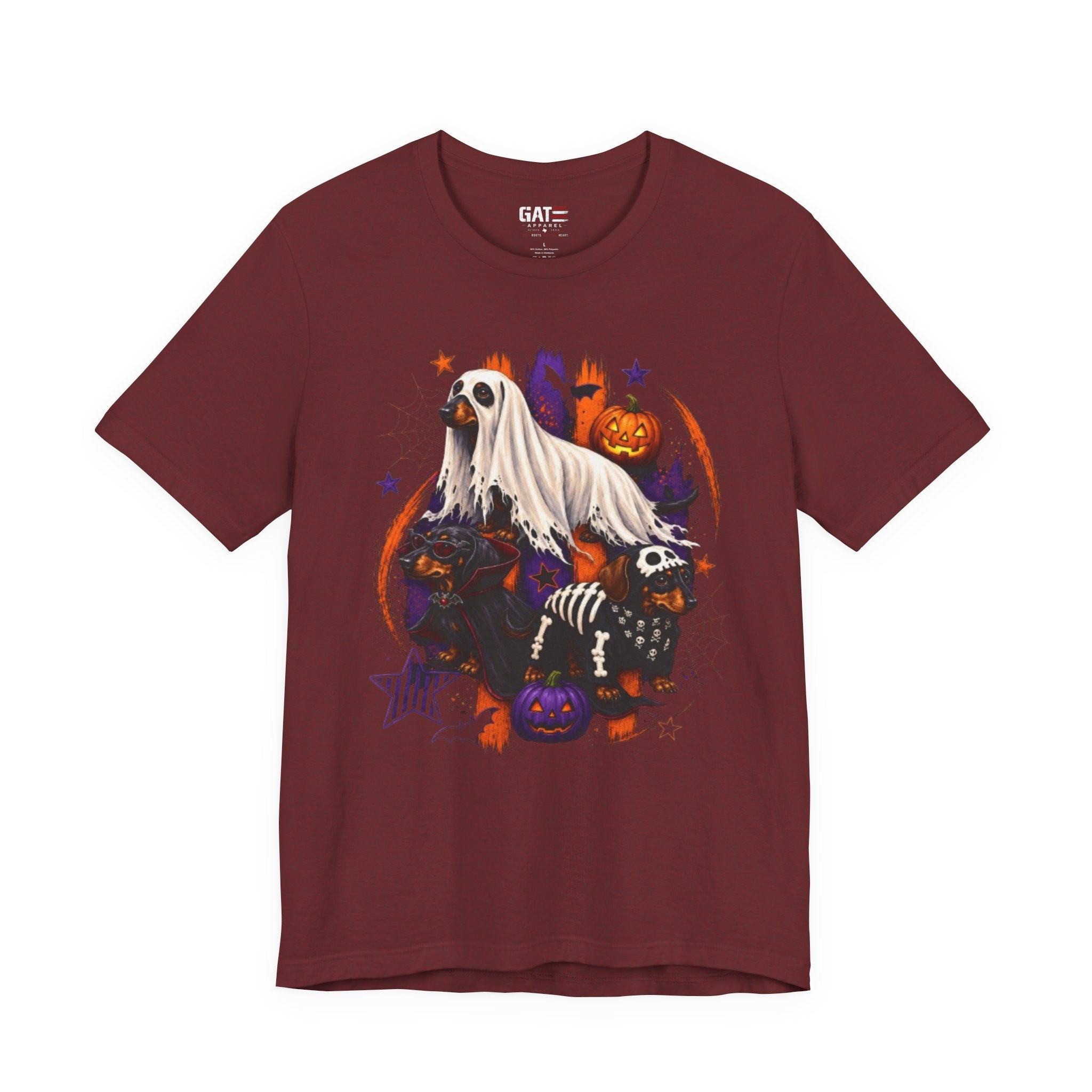 Halloween Dog Costume Tee — Ghost Dog & Pumpkin Crew Short Sleeve Shirt
