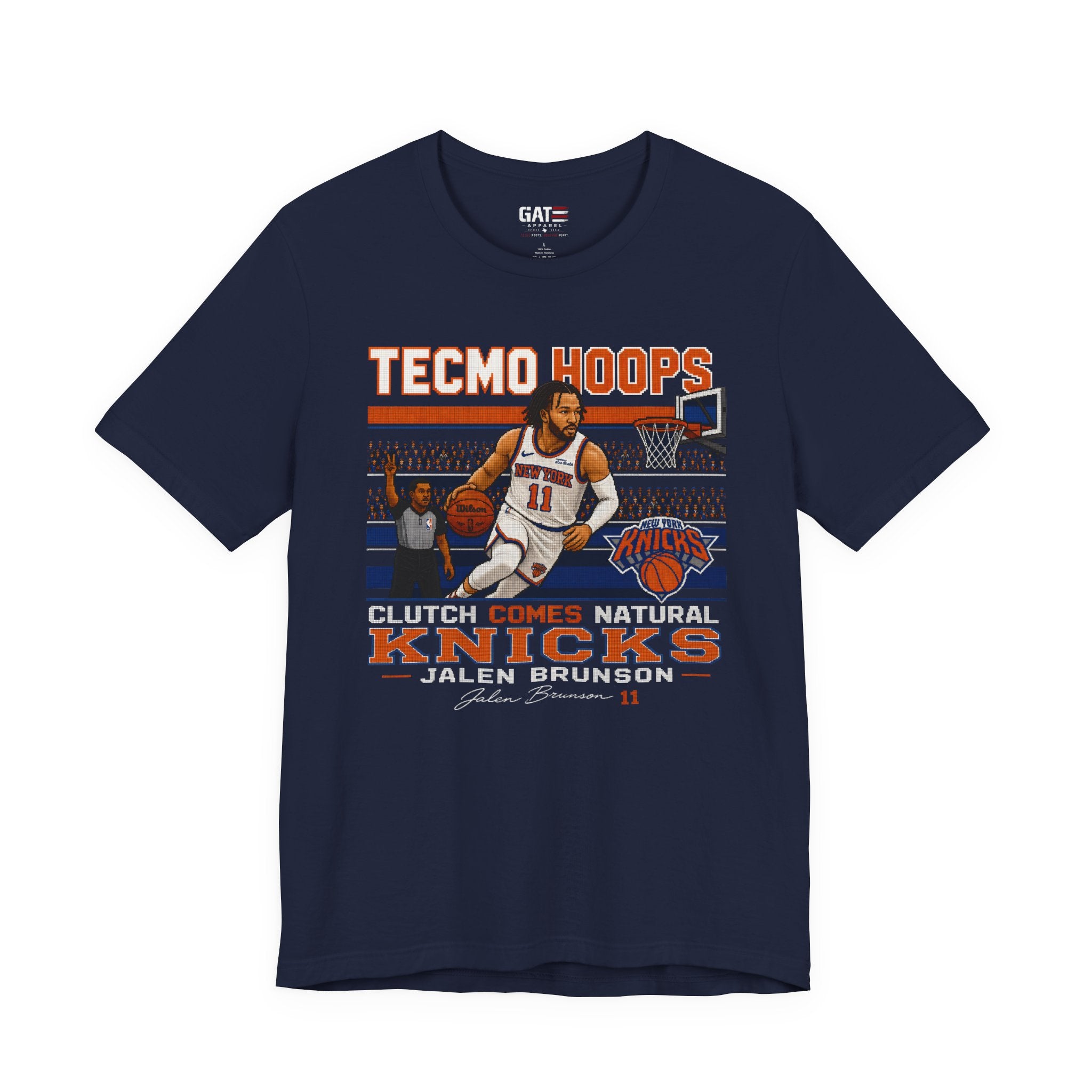 Tecmo Hoops Jalen Brunson Basketball Player Tee | Clutch Comes Natural