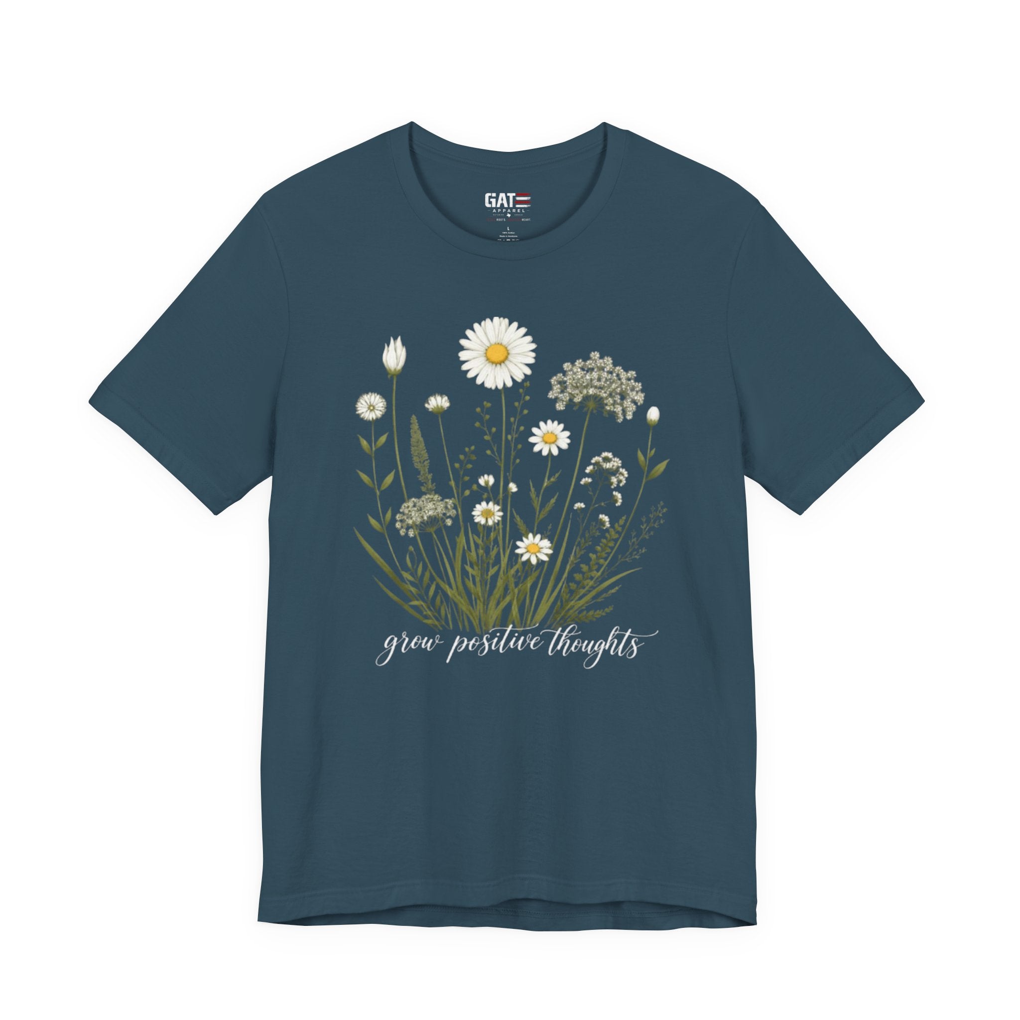 Floral 'Grow Positive Thoughts' T‑Shirt