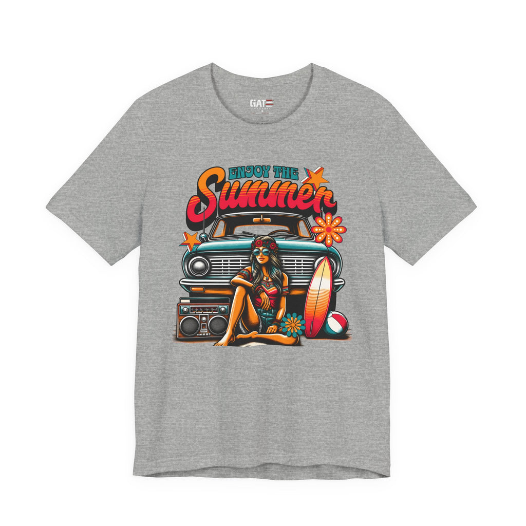 Enjoy The Summer Shirt, Retro Beach Tee, Vintage Surf Shirt, Hippie Summer T Shirt, Boho Vacation Shirt, Groovy Summer Graphic Tee