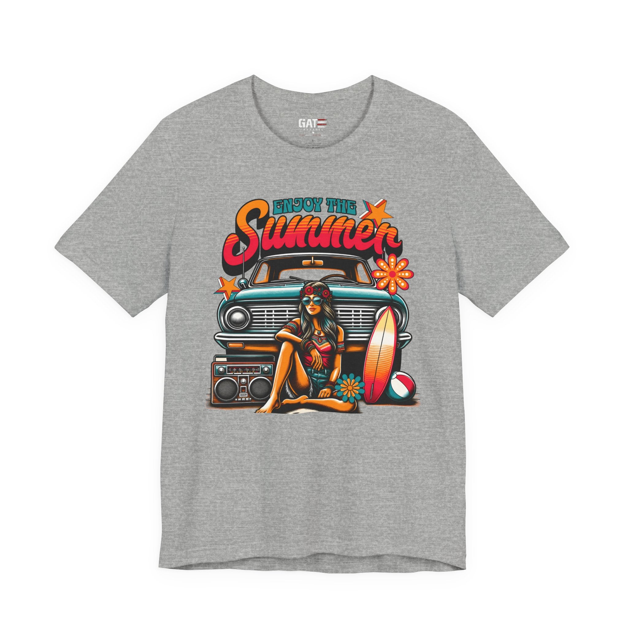 Enjoy The Summer Shirt, Retro Beach Tee, Vintage Surf Shirt, Hippie Summer T Shirt, Boho Vacation Shirt, Groovy Summer Graphic Tee