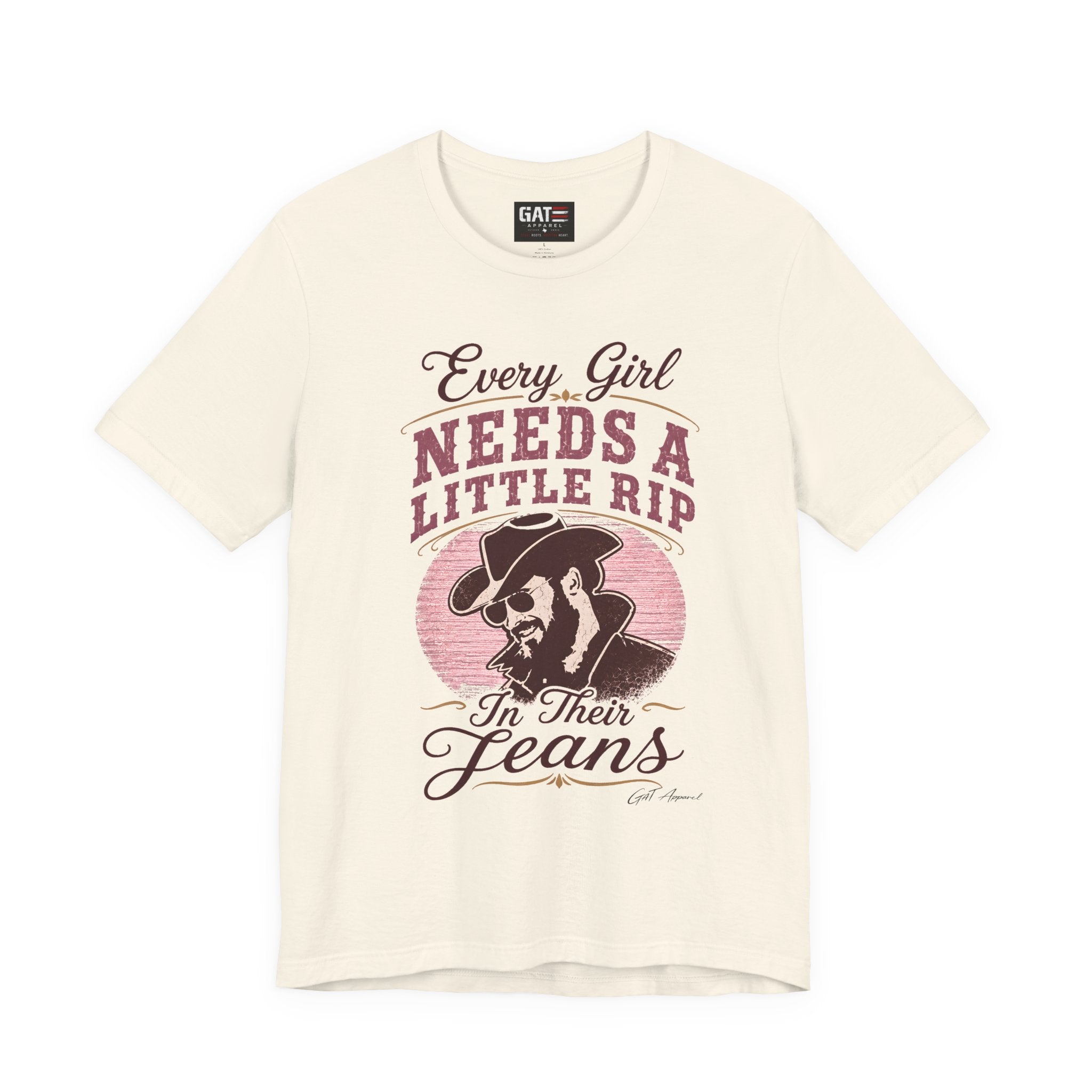Every Girl Needs A Little Rip In Their Jeans Pink Text Shirt | Dutton Ranch| Yellowstone Inspire Shirt