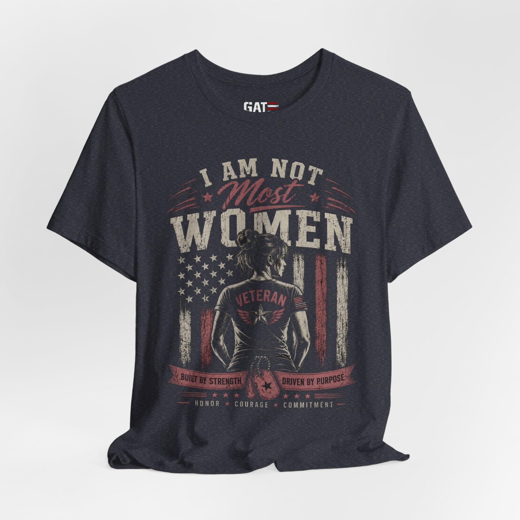 I Am Not Most Women Patriotic Graphic T-Shirt | Women's USA Flag Tee