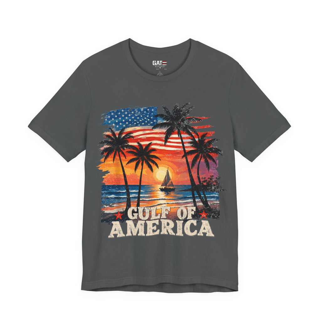 Gulf of America Sunset T-Shirt — Patriotic Palm Beach Tee