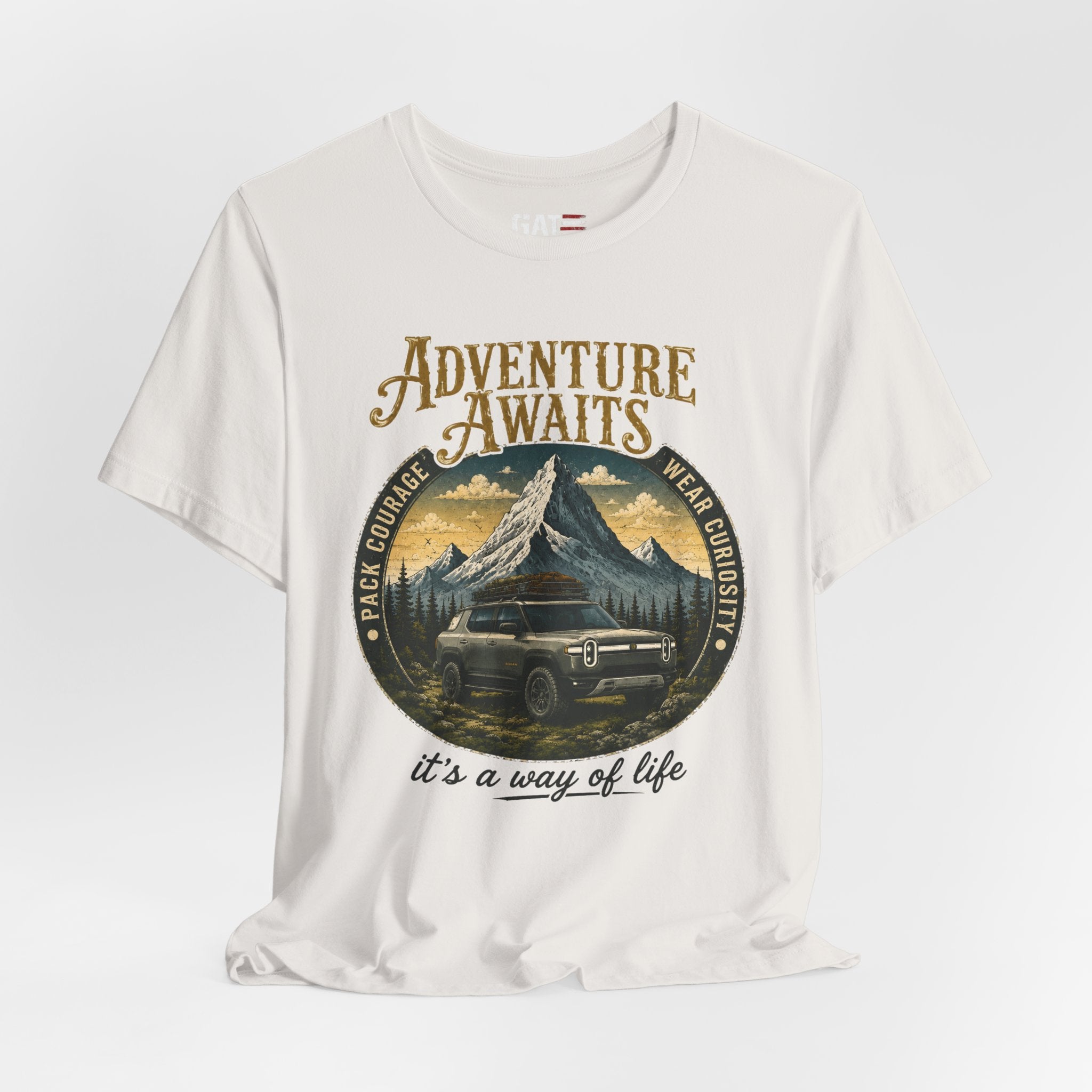 Adventure Awaits Shirt, Rivian Camping, Mountain Adventure Tee, Overlanding Shirt, Off Road SUV Graphic Tee, Outdoor, Nature Lover Shirt