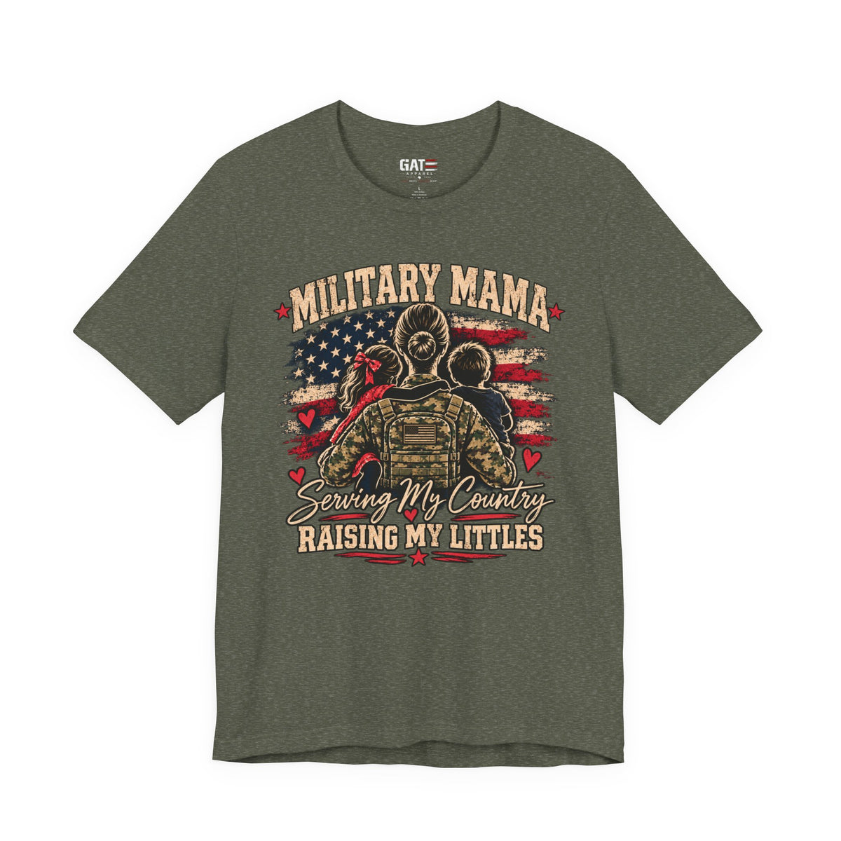 Military Mama T-Shirt – "Serving My Country, Raising My Littles" Patriotic Mom Tee