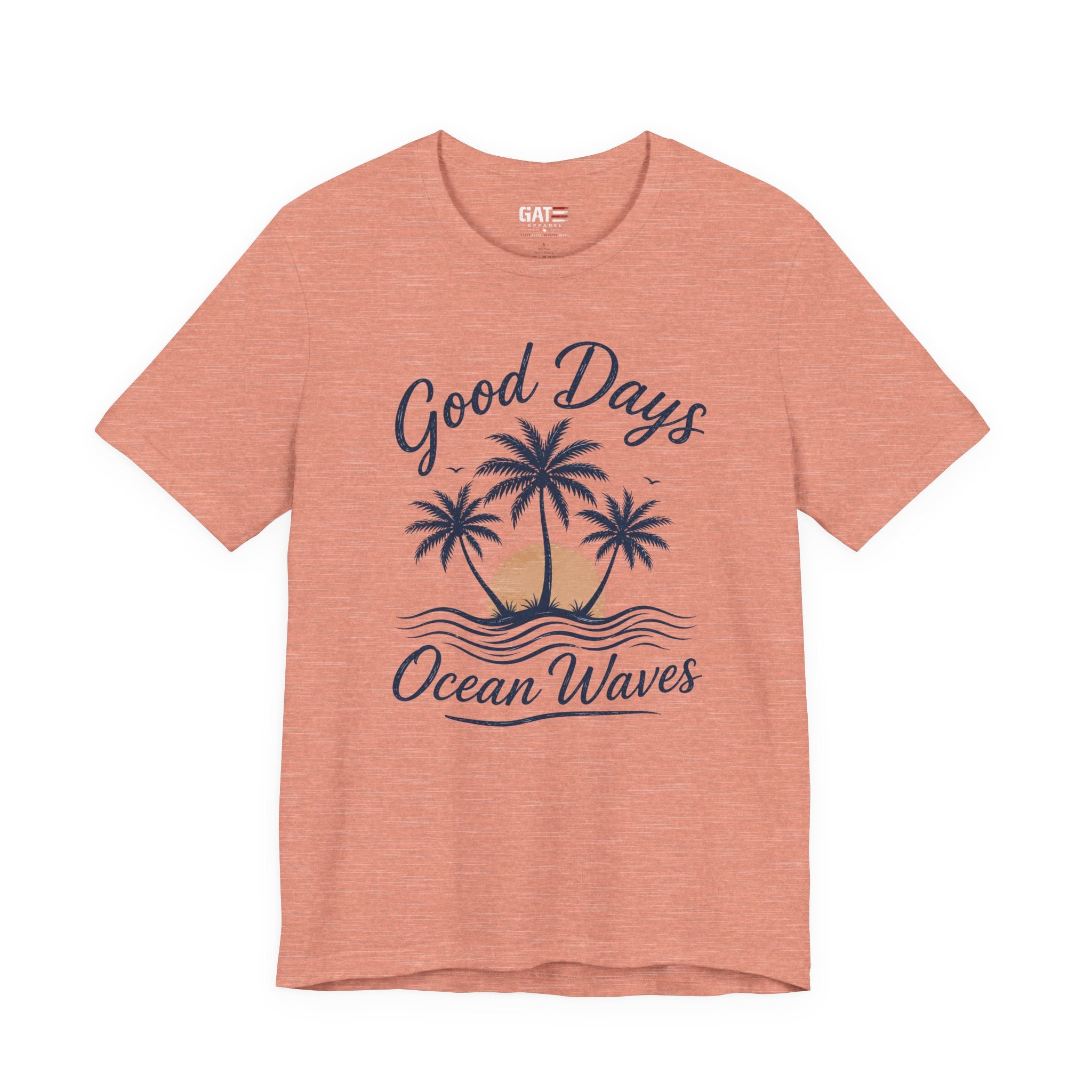 Ocean Waves T-Shirt — "Good Days" Beach Palm Sunset Tee