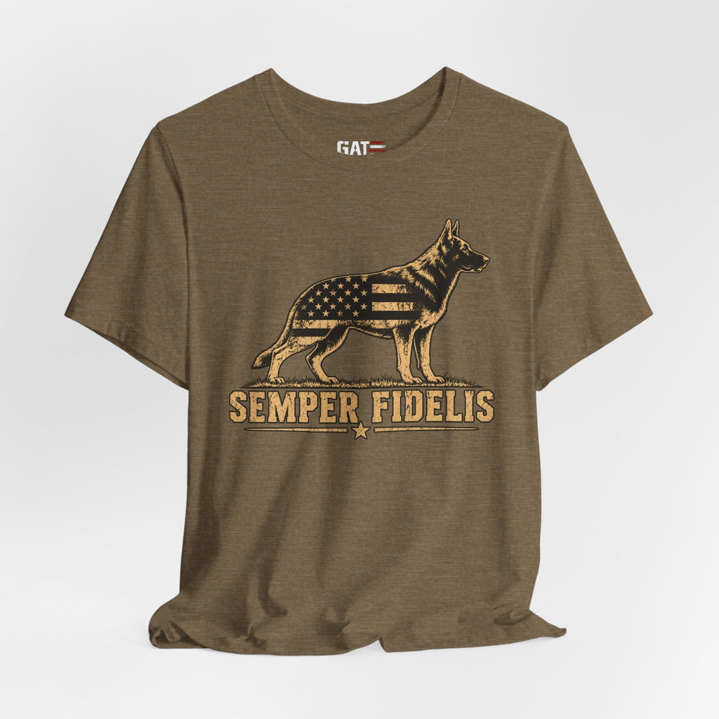 Semper Fidelis German Shepherd T-Shirt — Patriotic Military K9 Tee