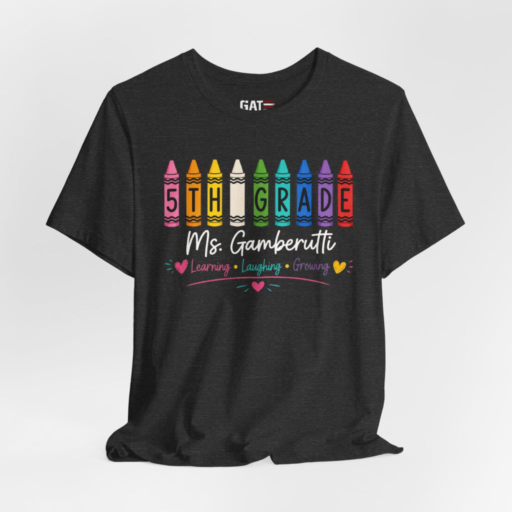 Customize Grade Level and Name Teacher Crayon Shirt