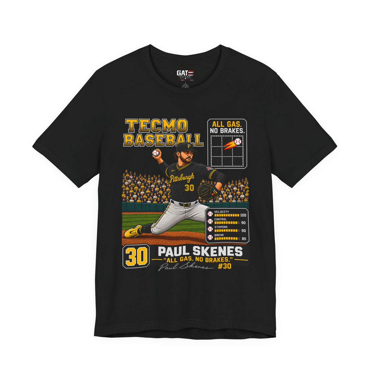 Paul Skenes All Gas No Brakes retro baseball graphic T-shirt