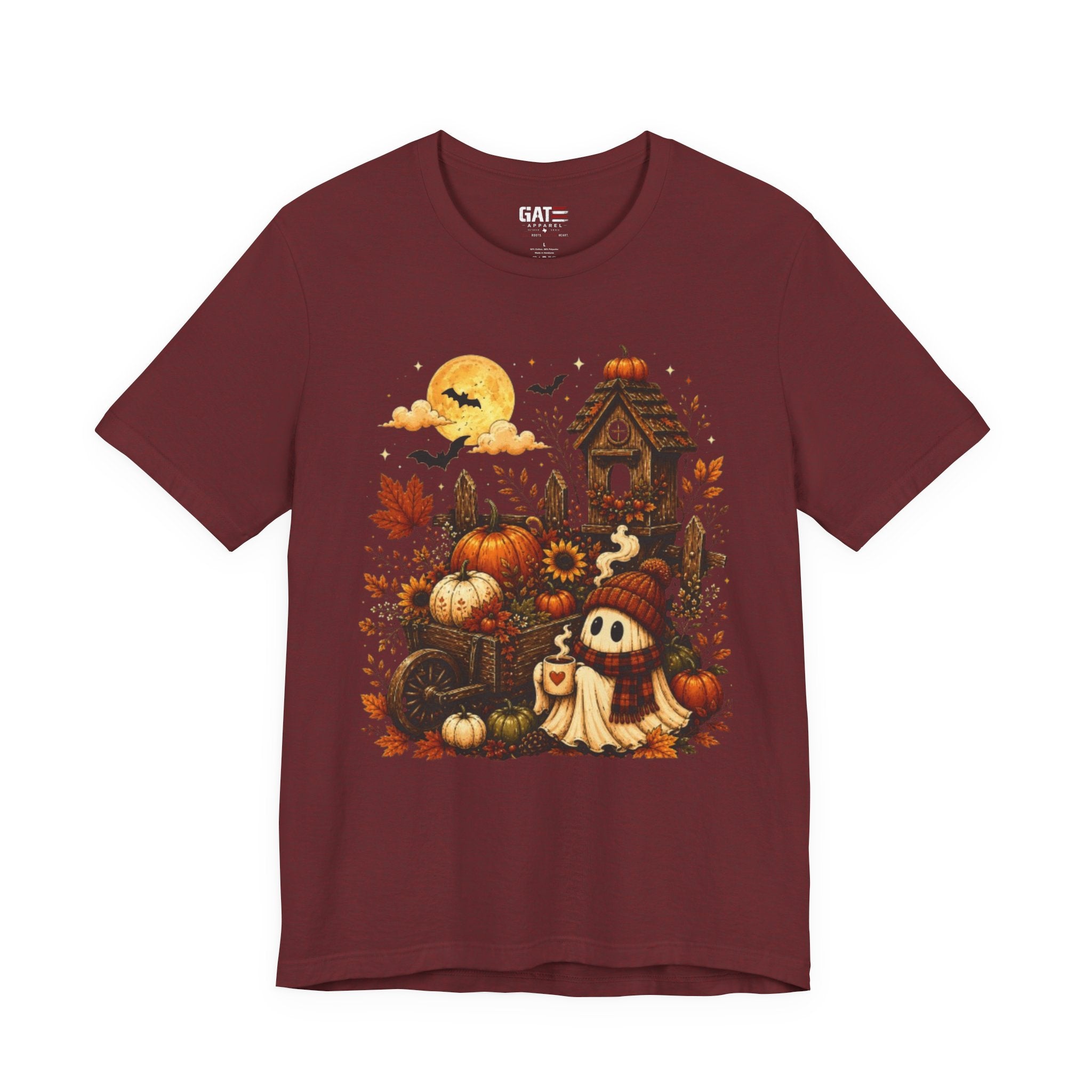Halloween Pumpkin Patch Tee — Cute Ghost & Haunted House Fall Shirt