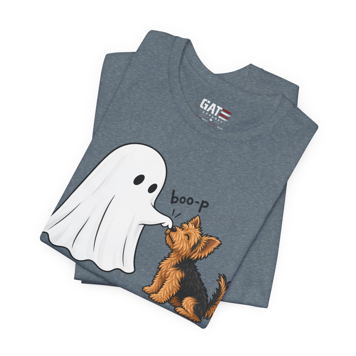 Halloween Ghost & Terrier— "boo-p" Cute Dog Halloween T-Shirt