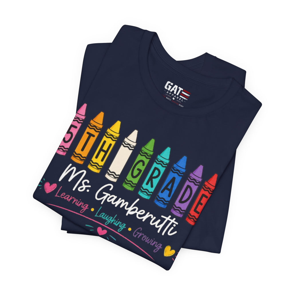 Customize Grade Level and Name Teacher Crayon Shirt