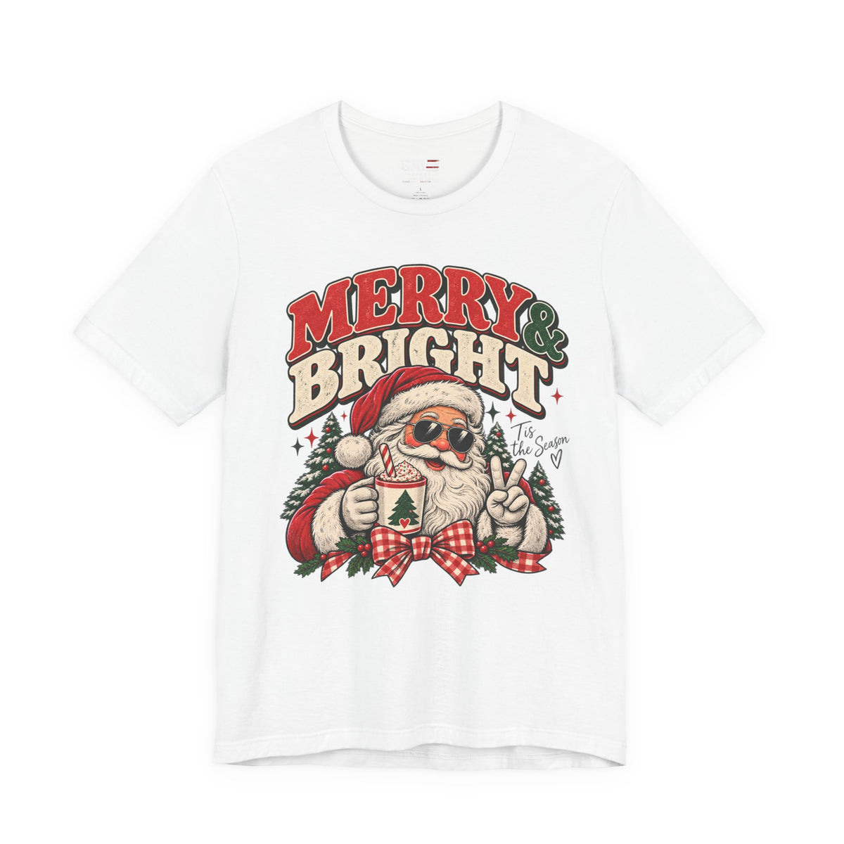Merry & Bright Santa Shirt | Retro Christmas Graphic Tee