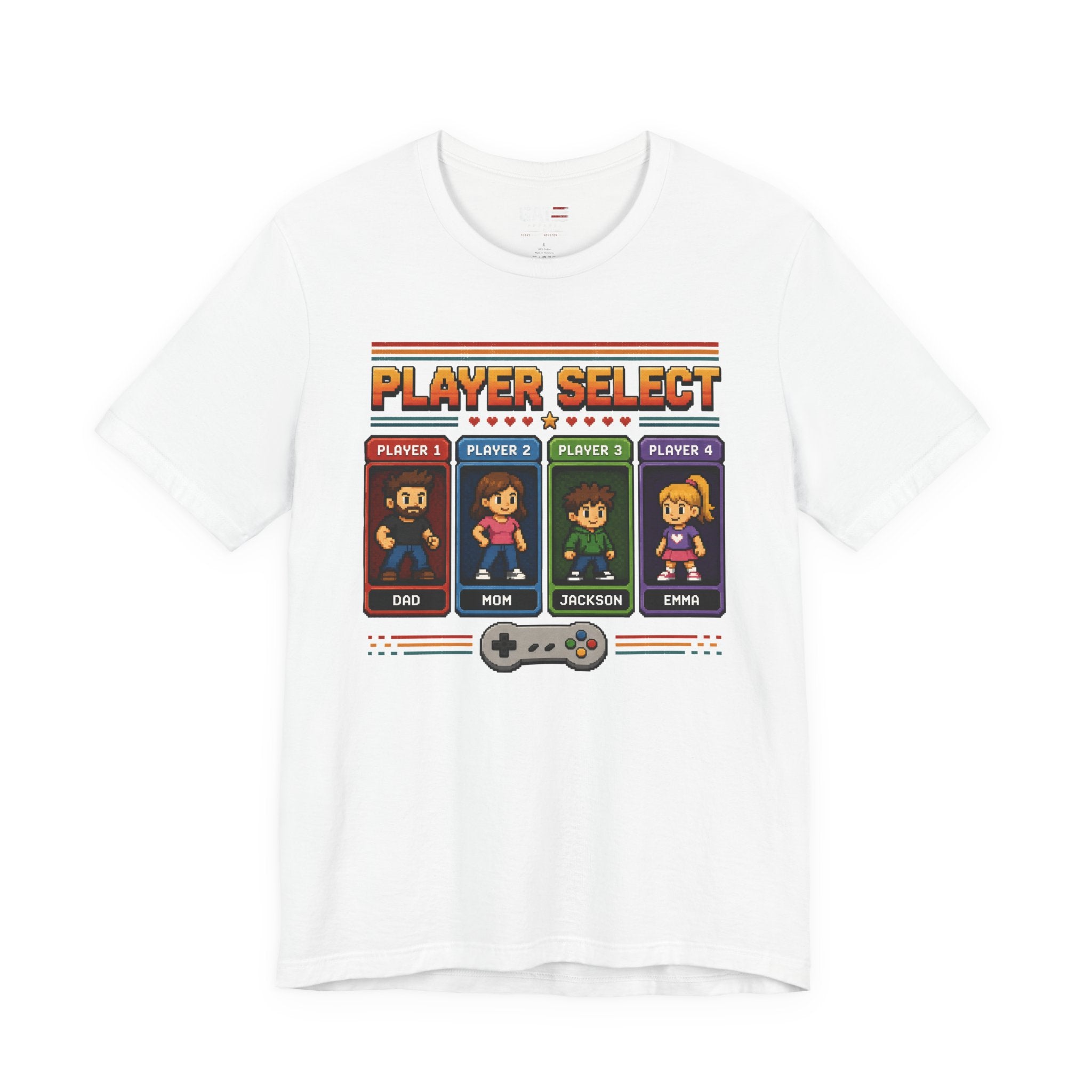 Personalized Gamer Family Shirt, Custom Family Gaming Shirt, Retro Video Game Family Tee, Gamer Dad Mom Kids Gift Shirt