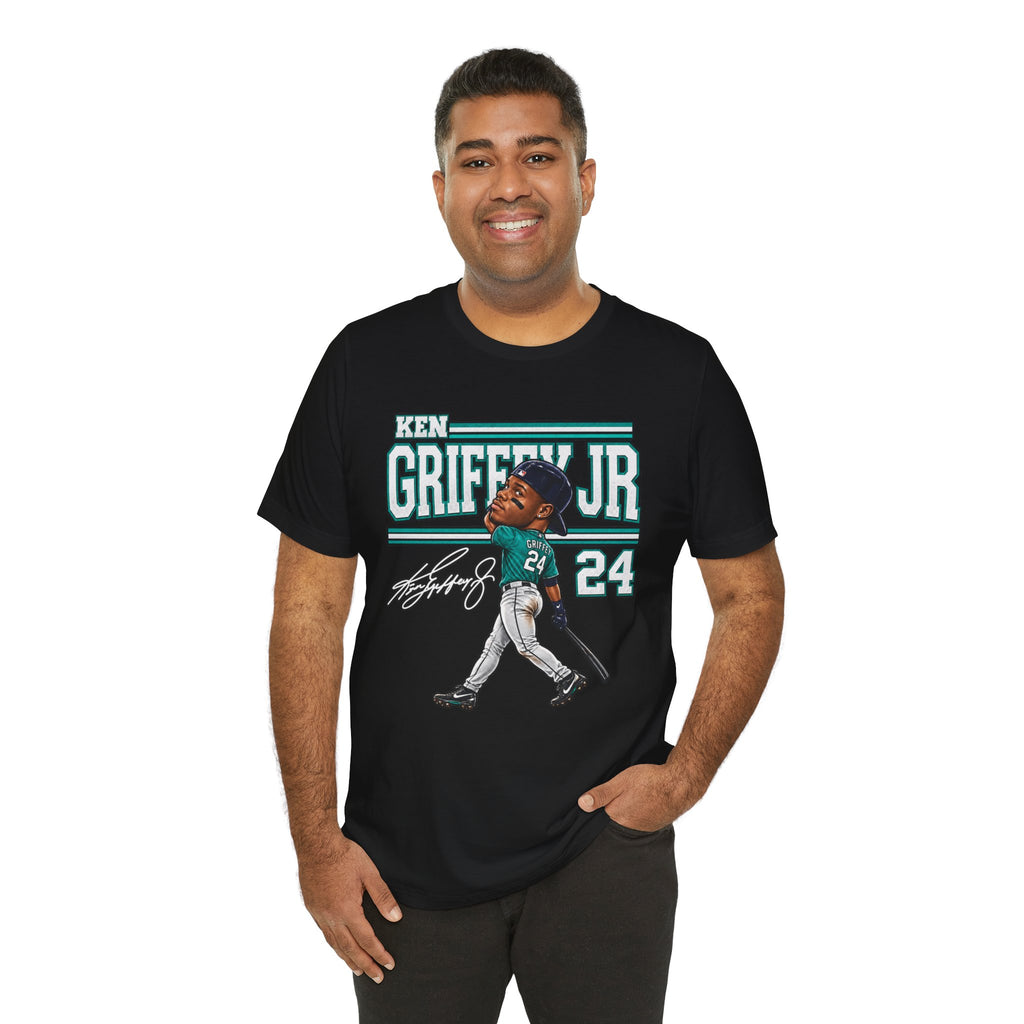 Ken Griffey Jr Big Head Shirt Seattle Mariners Baseball Graphic Tee #24
