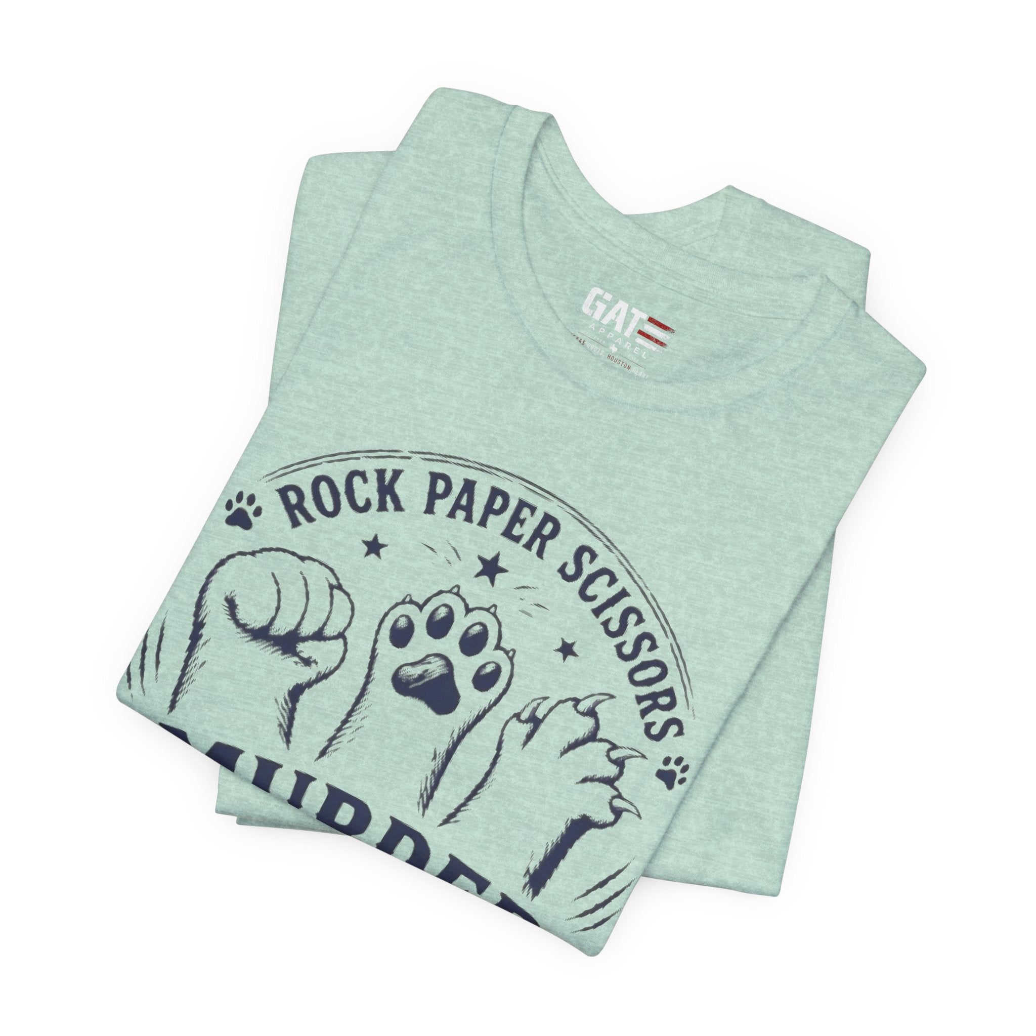 Rock Paper Scissors Murder Mittens Shirt, Funny Cat Lover Tee, Cat Paw Graphic T-Shirt, Cute Cat Mom Gift, Murder Mittens