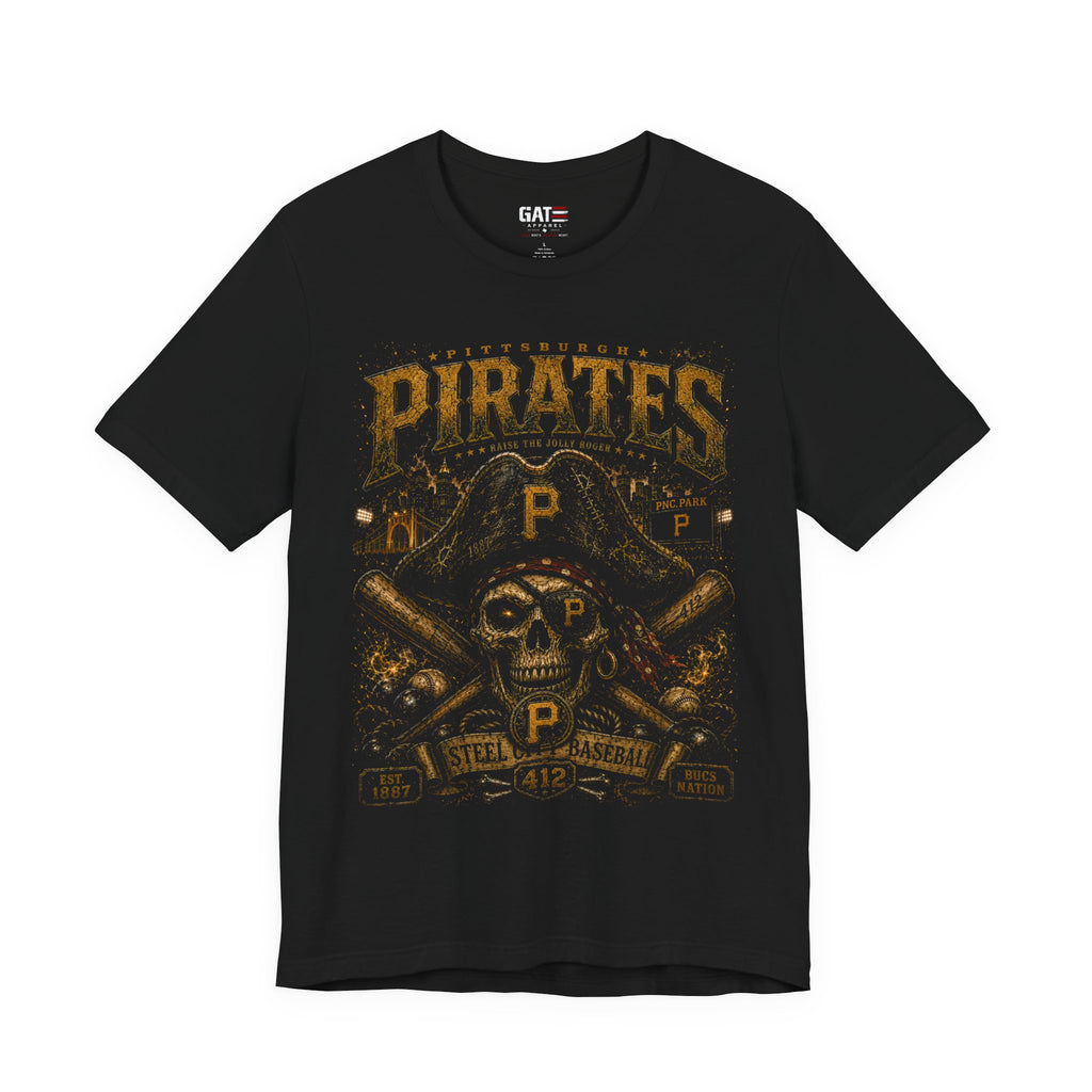 Pittsburg Pirates Skull Baseball Tee — Vintage Pittsburgh Pirates Logo T‑Shirt