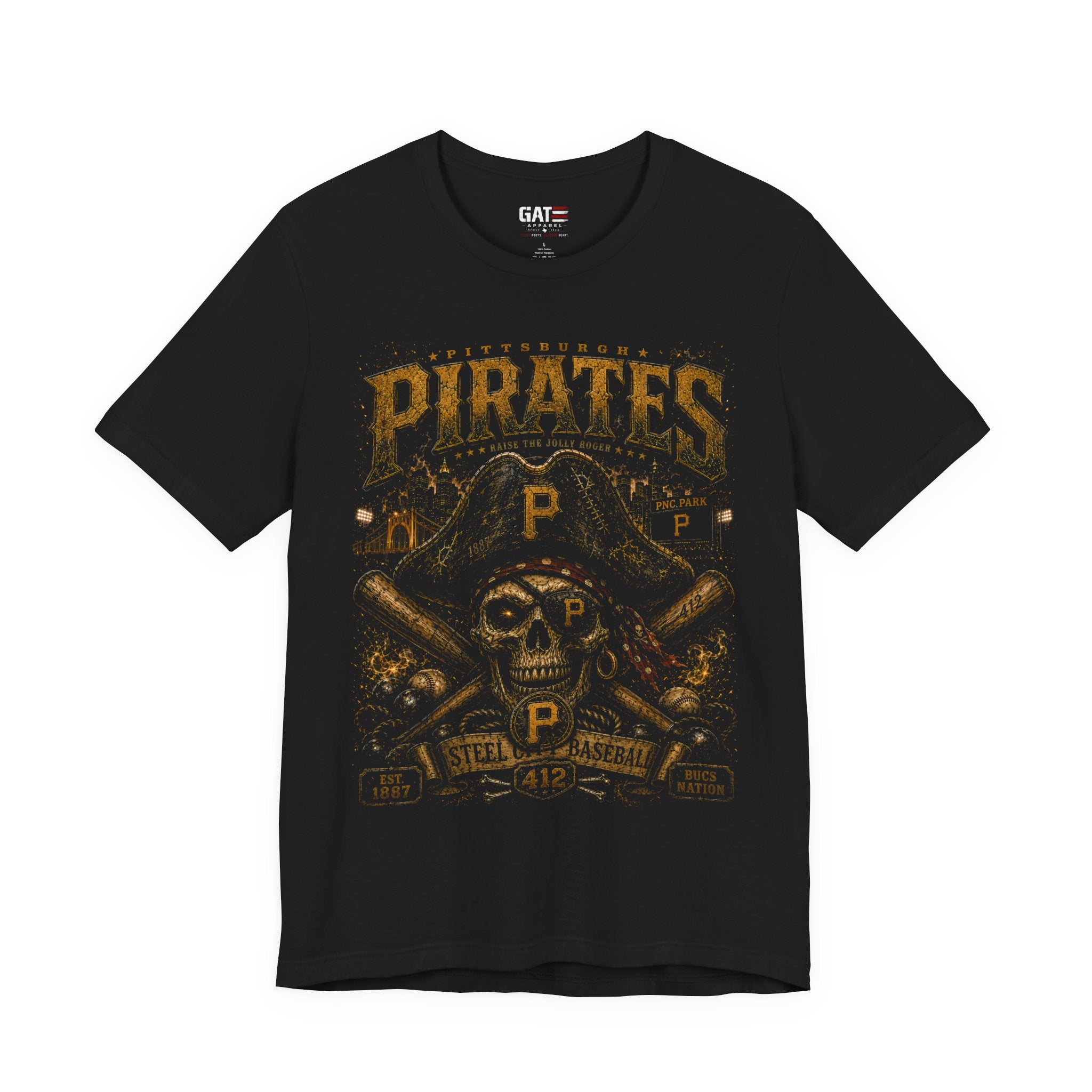 Pittsburg Pirates Skull Baseball Tee — Vintage Pittsburgh Pirates Logo T‑Shirt