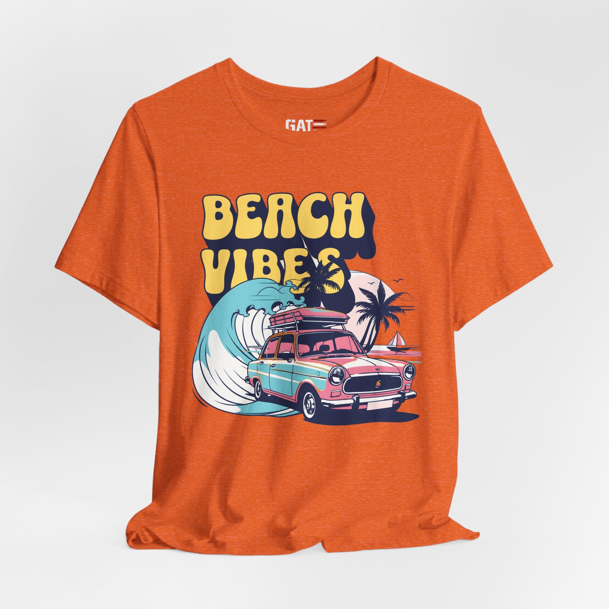 Beach Vibes Shirt, Retro Beach Tee, Vintage Summer Shirt, Coastal Vacation T Shirt, Surf Car Graphic Tee, Groovy Beach Lover Gift