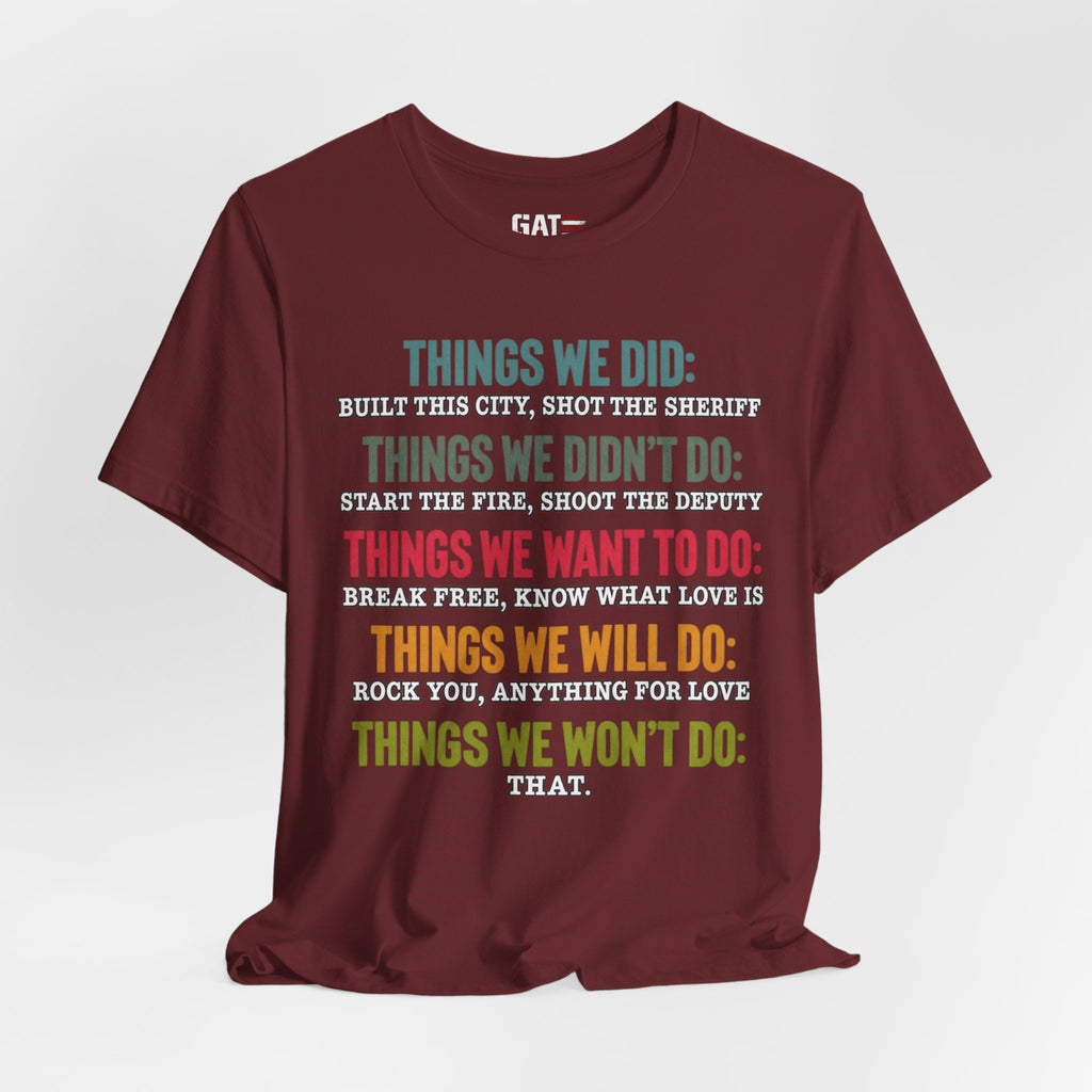Things We Will Do Checklist T-Shirt — Funny Motivational List Tee