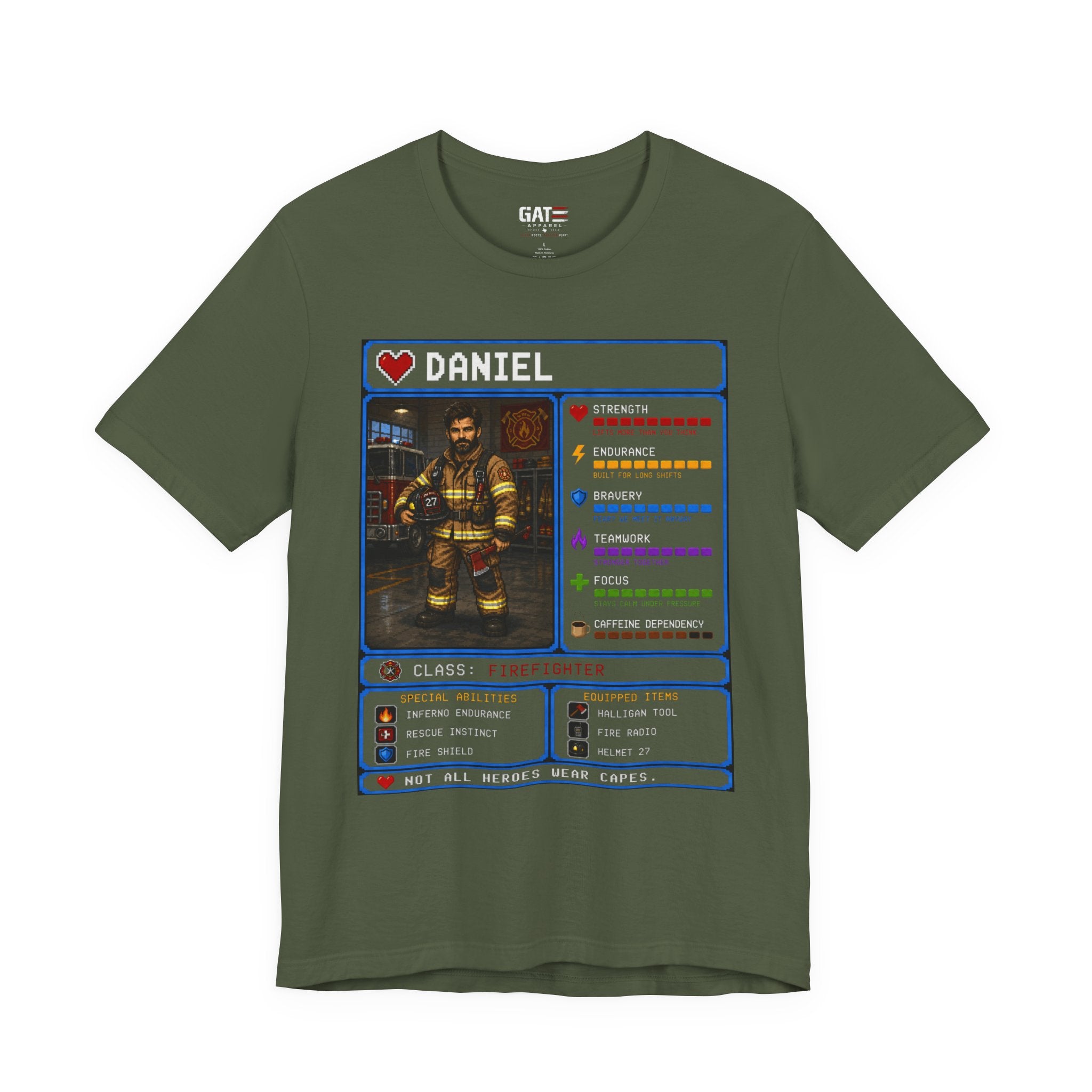 Custom Firefighter RPG Character Shirt | Personalized Firefighter Gift
