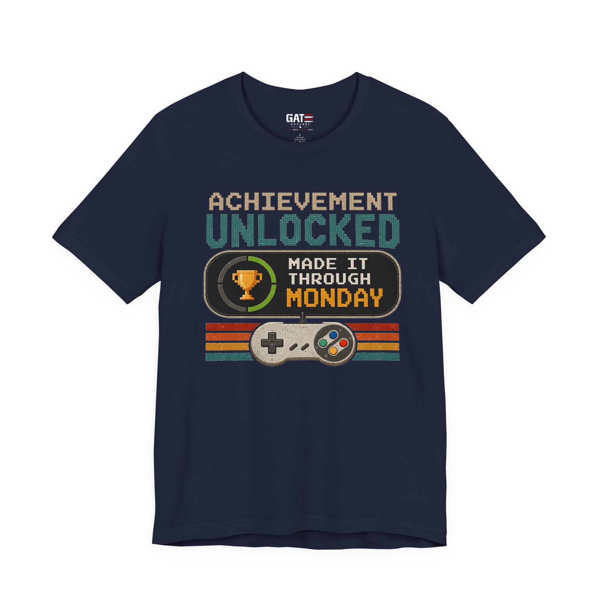 Retro Gaming Shirt, Funny Work Shirt, Made It Through Monday Tee, Gamer Gift for Men Women, Office Humor Shirt
