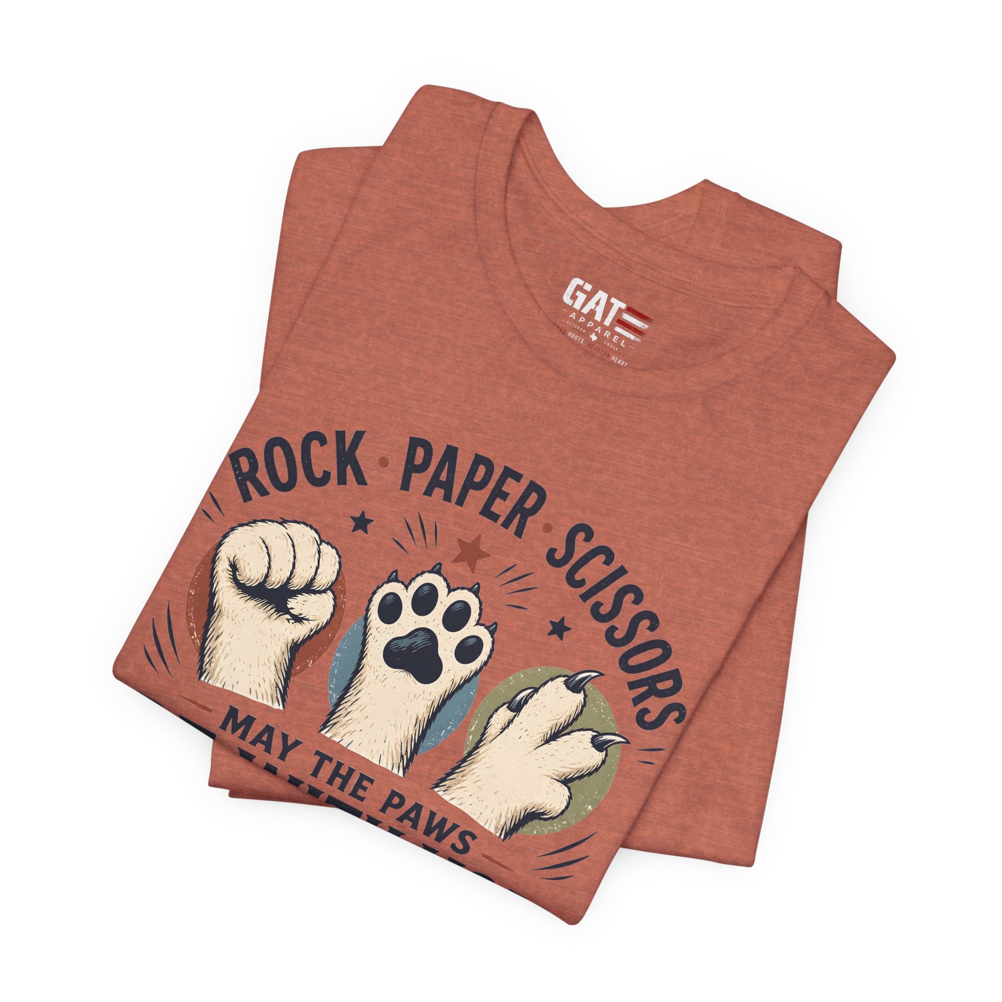 Rock Paper Scissors Cat Shirt, May The Paws Be With You Tee, Funny Cat Lover Gift, Cute Pet Paw Graphic Tee, Cat Mom Dad Shirt