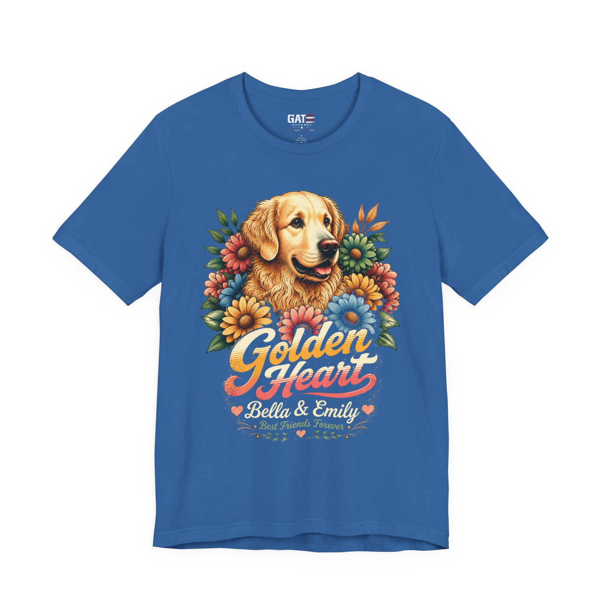Golden Heart Golden Retriever T-Shirt — Personalized Pet Name Tee