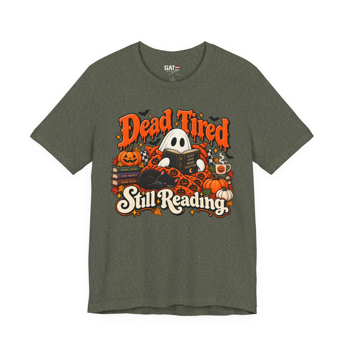 Dead Tired Still Reading Halloween Shirt | Book Lover Tee