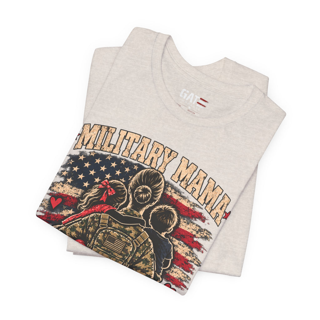 Military Mama T-Shirt – "Serving My Country, Raising My Littles" Patriotic Mom Tee