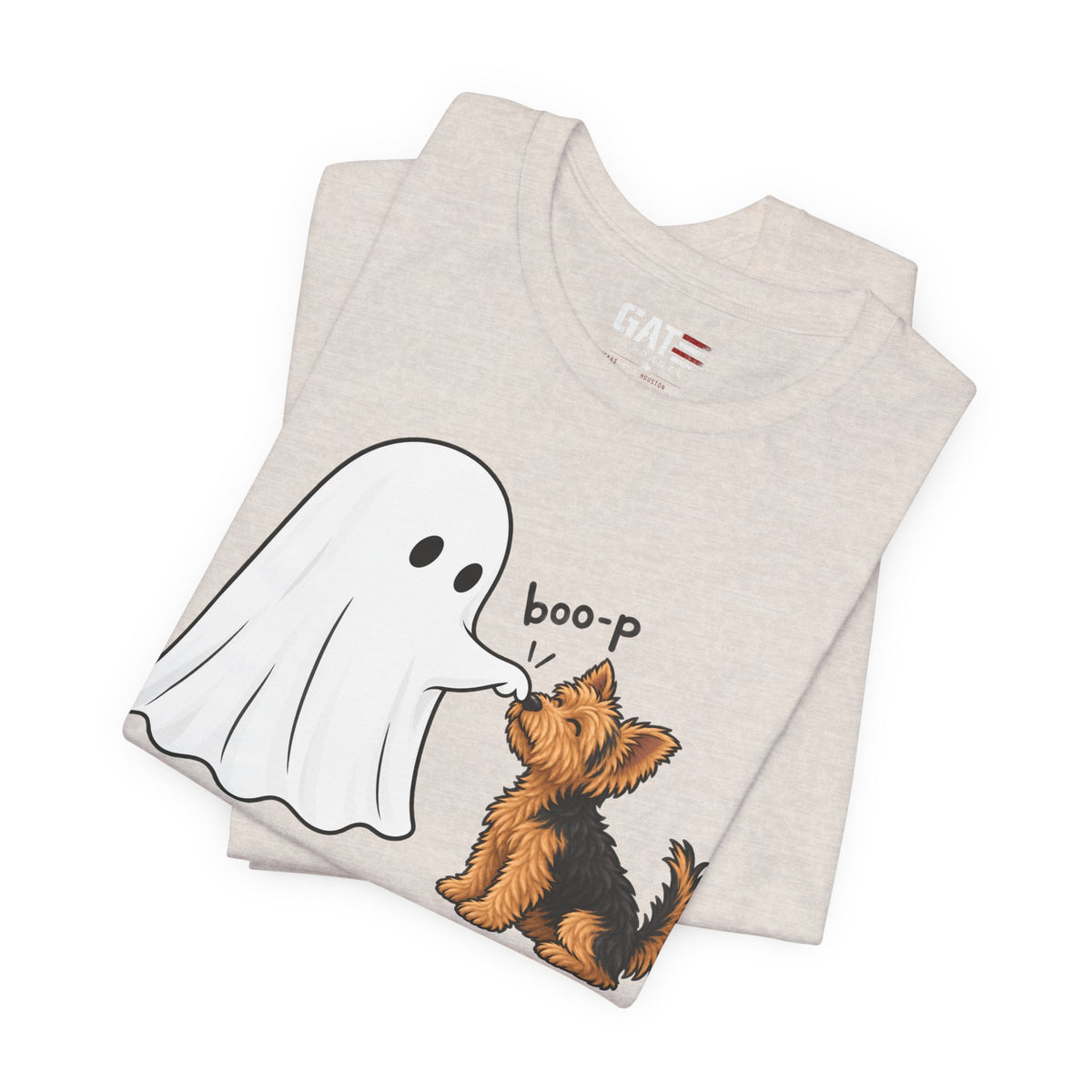 Halloween Ghost & Terrier— "boo-p" Cute Dog Halloween T-Shirt