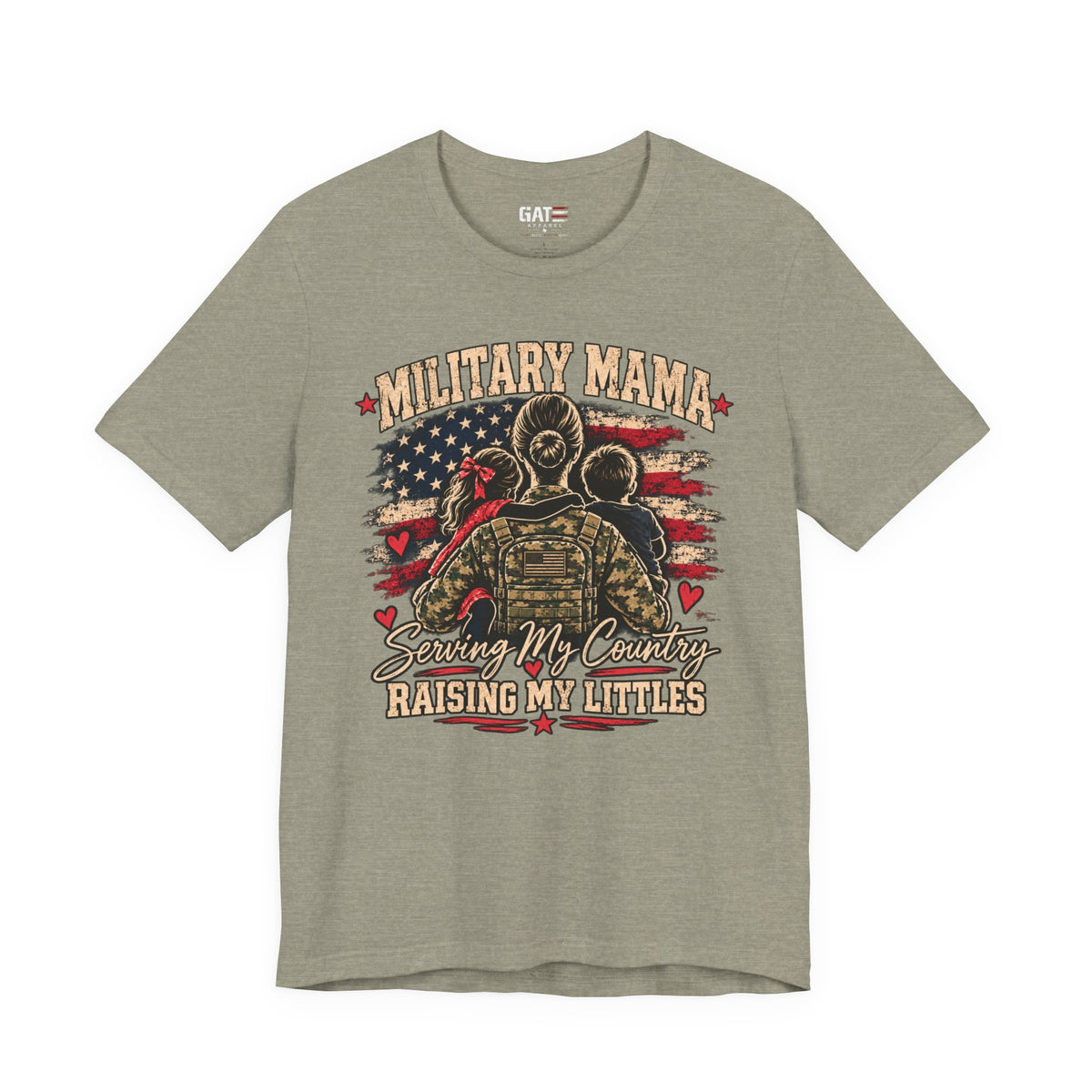 Military Mama T-Shirt – "Serving My Country, Raising My Littles" Patriotic Mom Tee