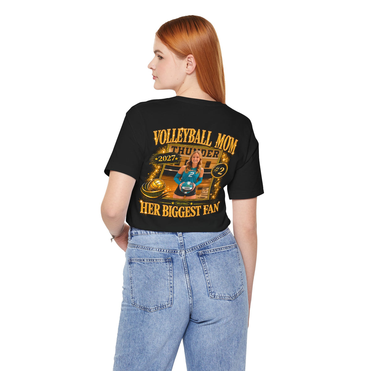 Personalized Volleyball Mom Photo Shirt | Name & Number Tee