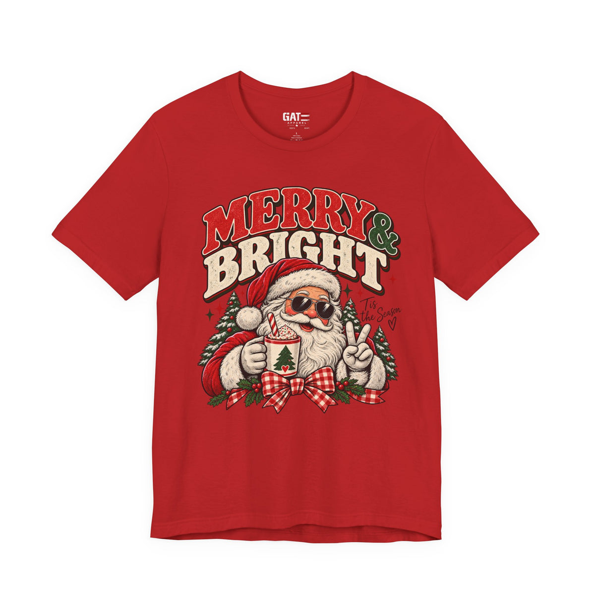 Merry & Bright Santa Shirt | Retro Christmas Graphic Tee