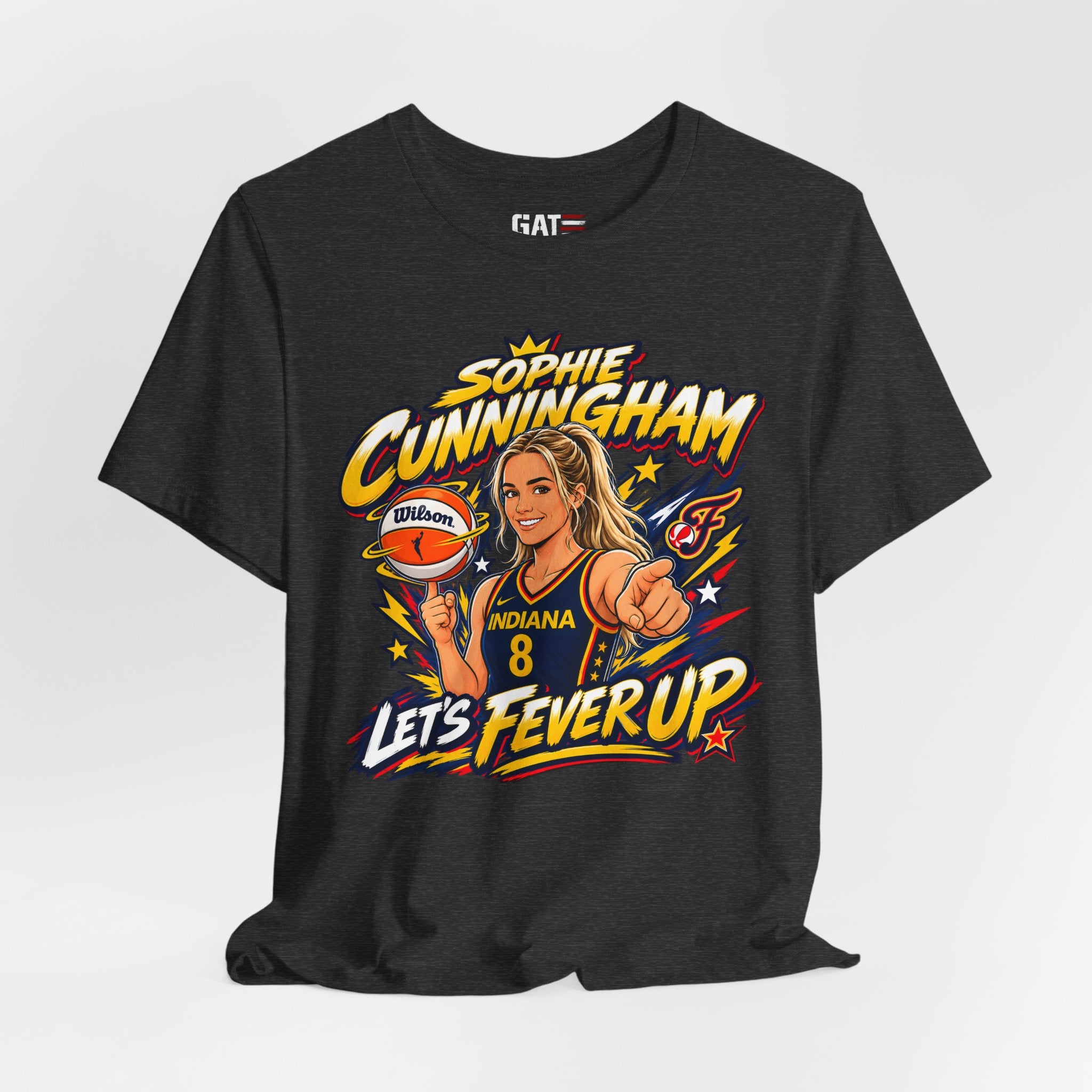 Sophie Cunningham Indiana Fever #8 T-Shirt Fever Up WNBA Basketball Graphic Tee
