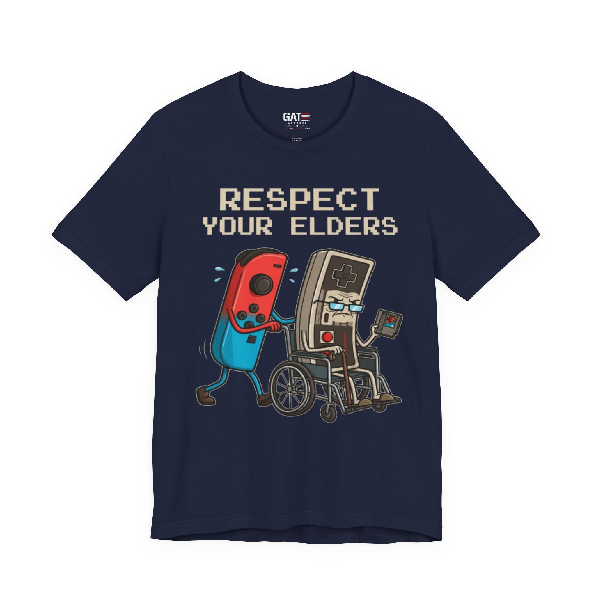Respect Your Elders Tee — Retro Game Controller Graphic T-Shirt
