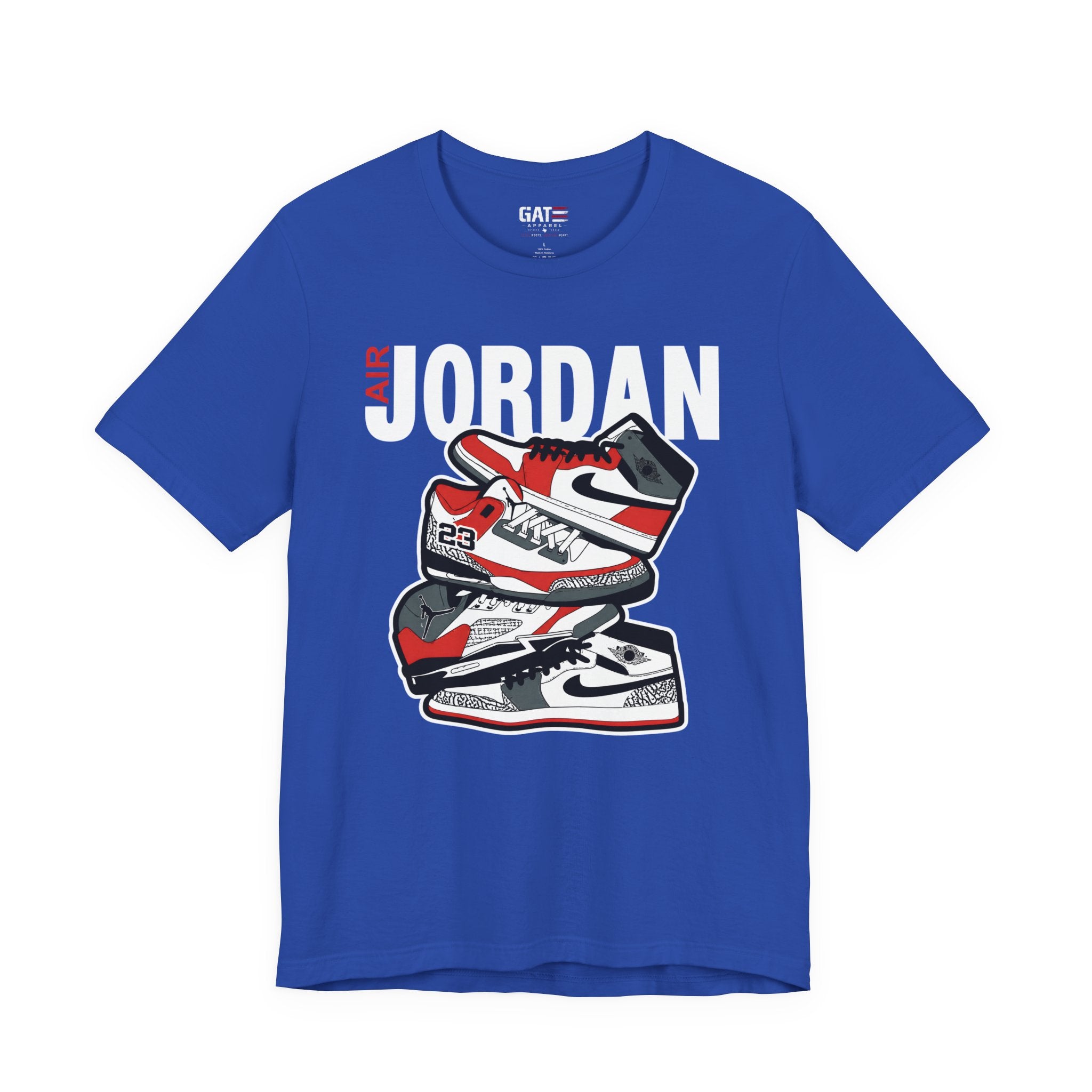 Jordan Sneaker Stack Tee — Retro Air Shoe Graphic T-Shirt