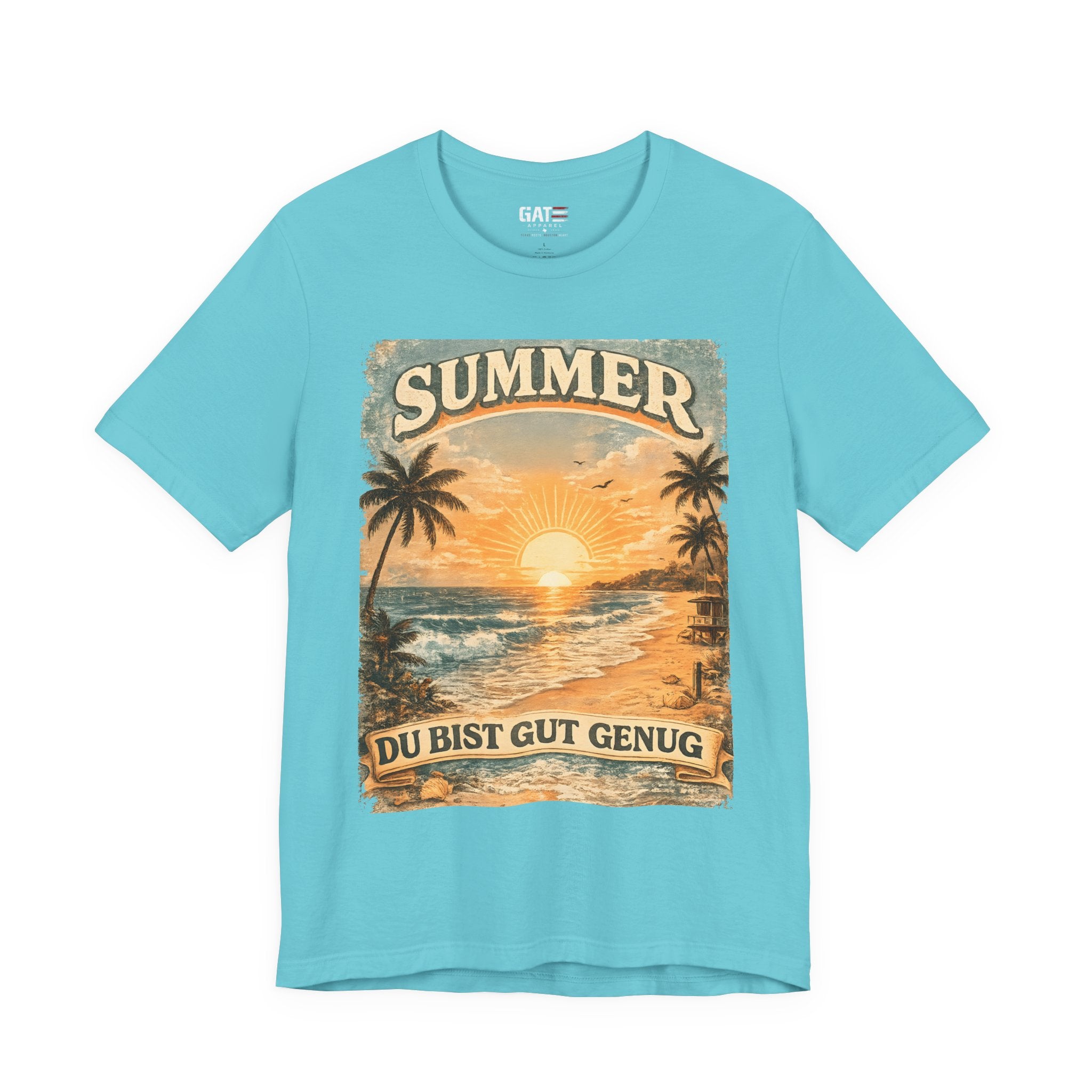 Du Bist Gut Genug Shirt, You Are Enough Tee, Summer Beach Sunset Graphic Shirt, German Quote Retro Aesthetic Tee