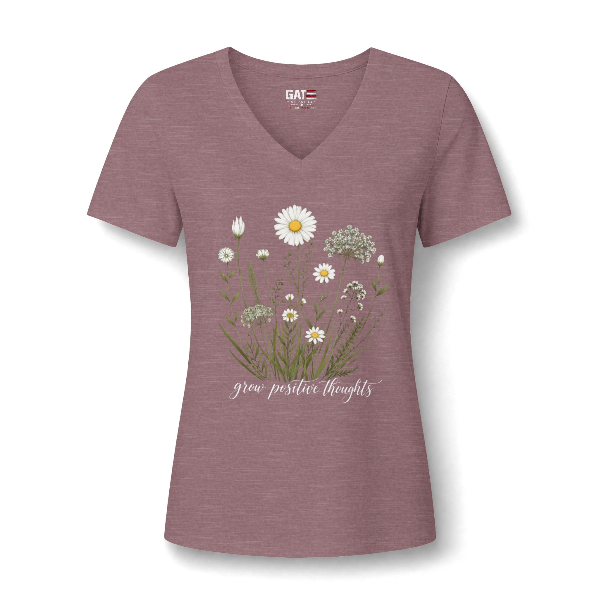 Daisy Wildflower V-Neck Tee — Give Positive Thoughts Floral Women's Shirt