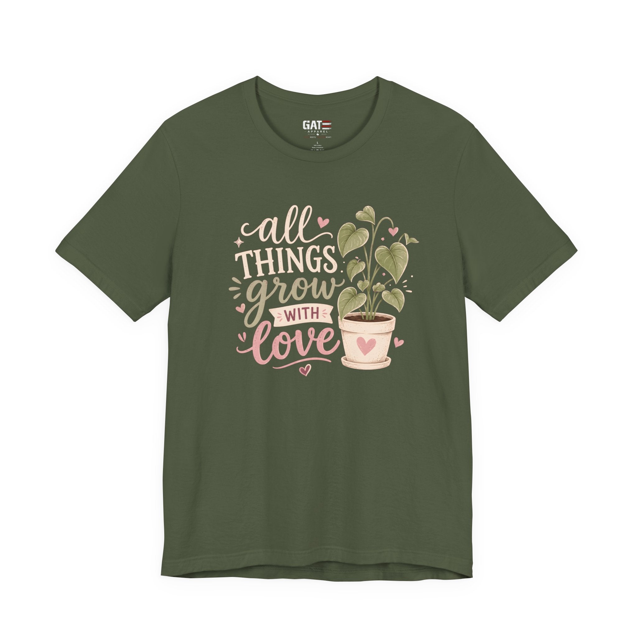Plant Lover Shirt, All Things Grow With Love Shirt, Gardening Shirt, Botanical Tee, Plant Mom Gift, Flower Lover