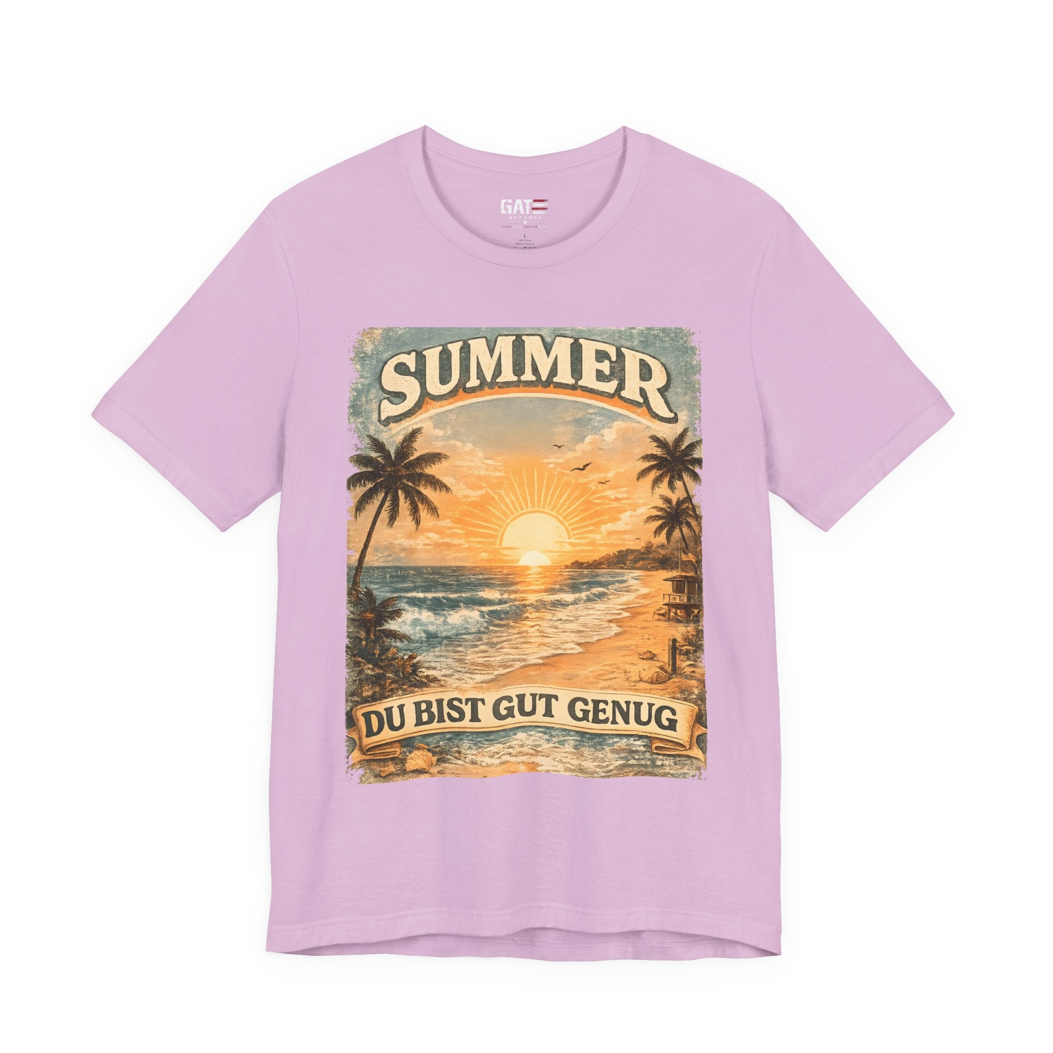 Du Bist Gut Genug Shirt, You Are Enough Tee, Summer Beach Sunset Graphic Shirt, German Quote Retro Aesthetic Tee