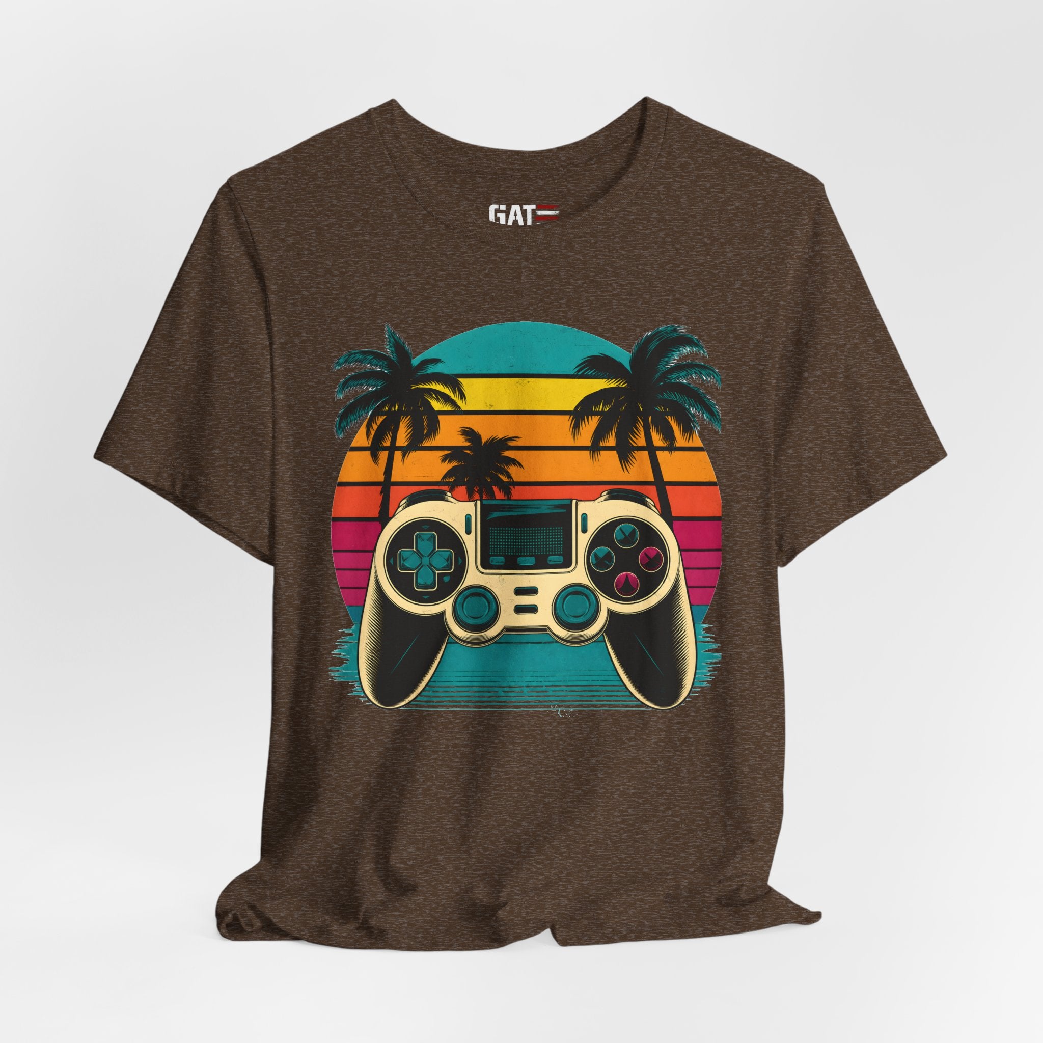Retro Gaming Shirt, Gamer Sunset Tee, Video Game Controller Shirt, 80s Retro Gamer Gift, Beach Gaming T Shirt