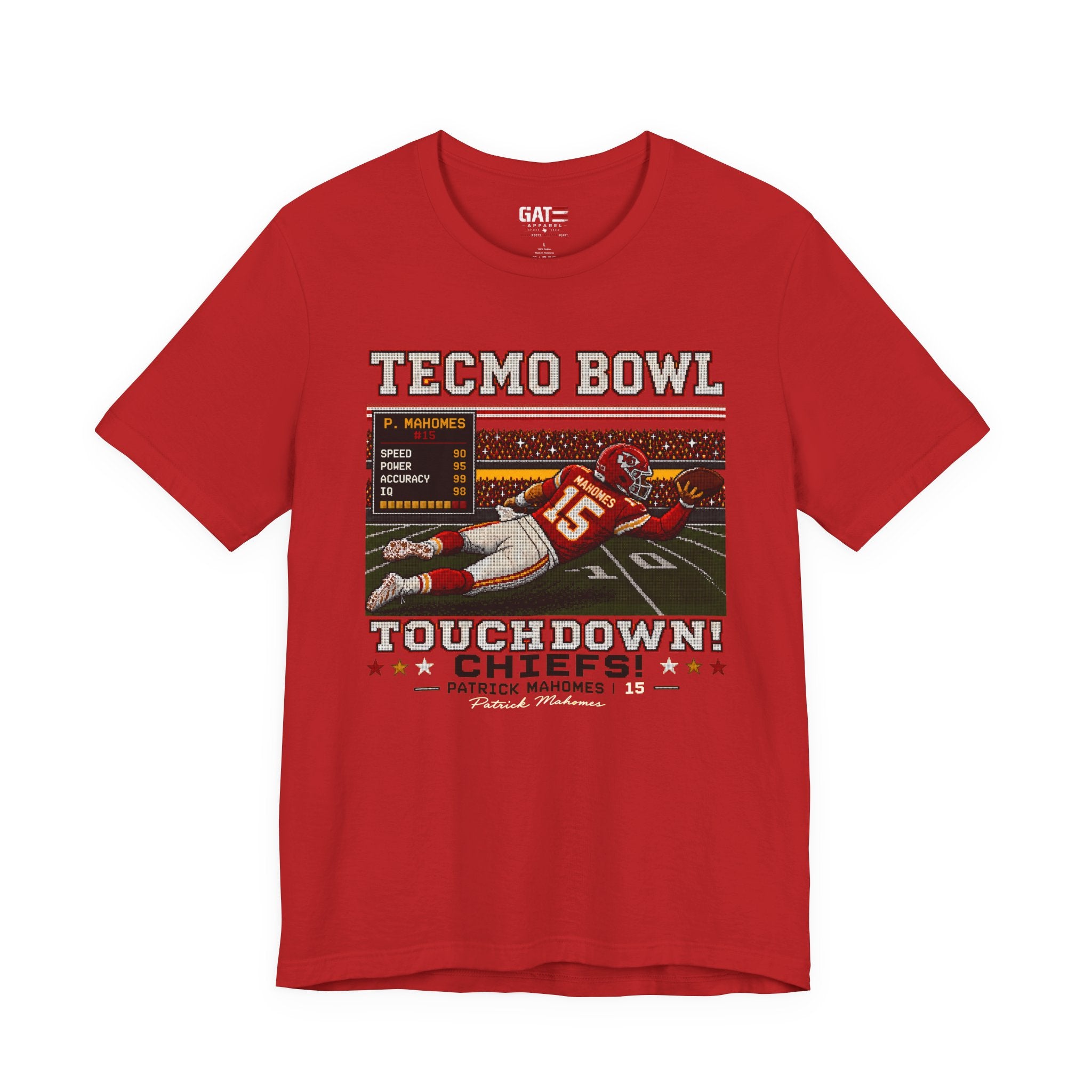 Patrick Mahomes Tecmo Bowl Shirt Retro Football Tee Chiefs Touchdown Graphic Vintage 8 Bit Gamer Gift Kansas City Fan