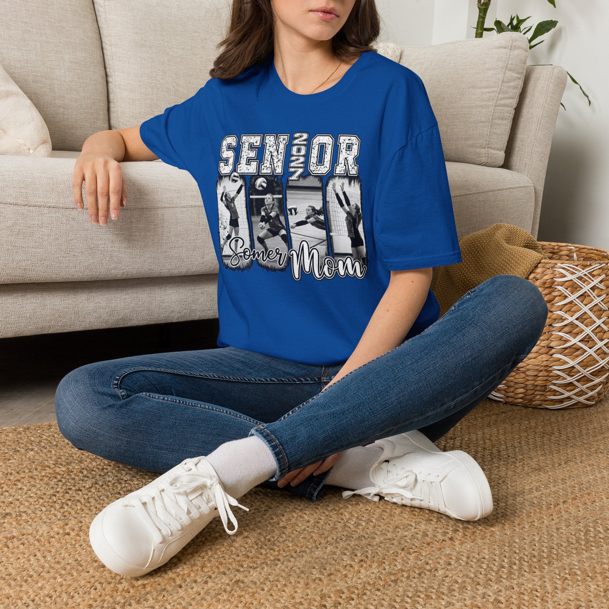 Senior Volleyball Mom T‑Shirt Personalized Photos and Name