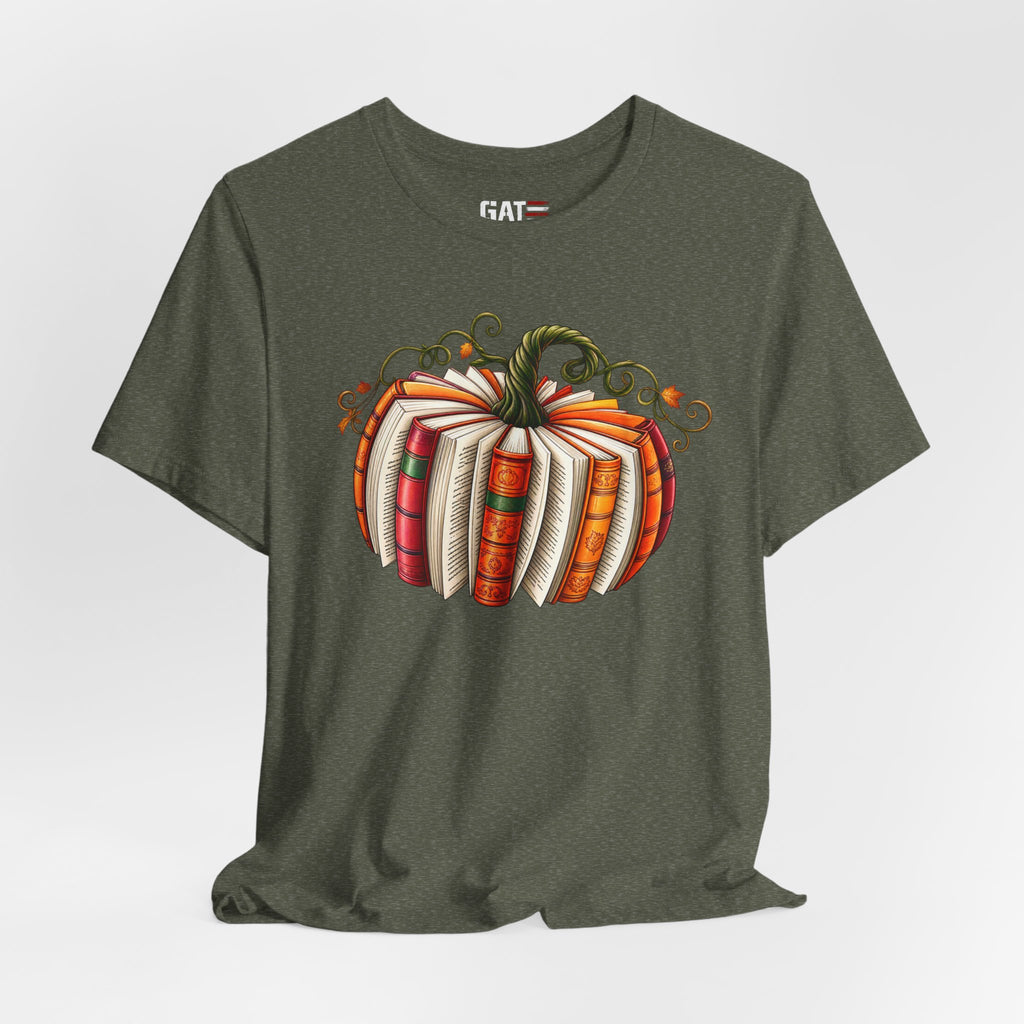 Fall Book Lover Shirt – Pumpkin Books Graphic Tee – product photo