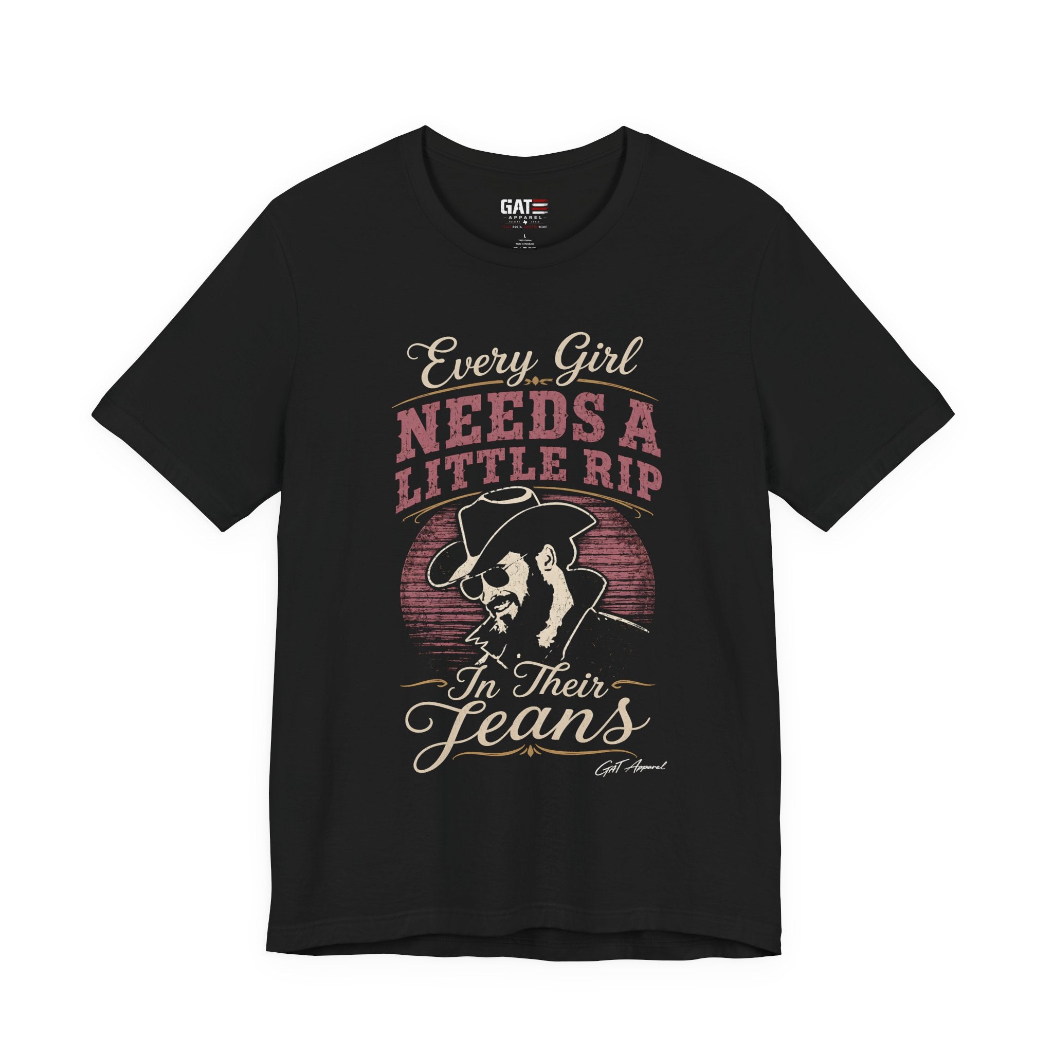 Every Girl Needs A Little Rip In Their Jeans Pink Text Shirt | Dutton Ranch| Yellowstone Inspire Shirt